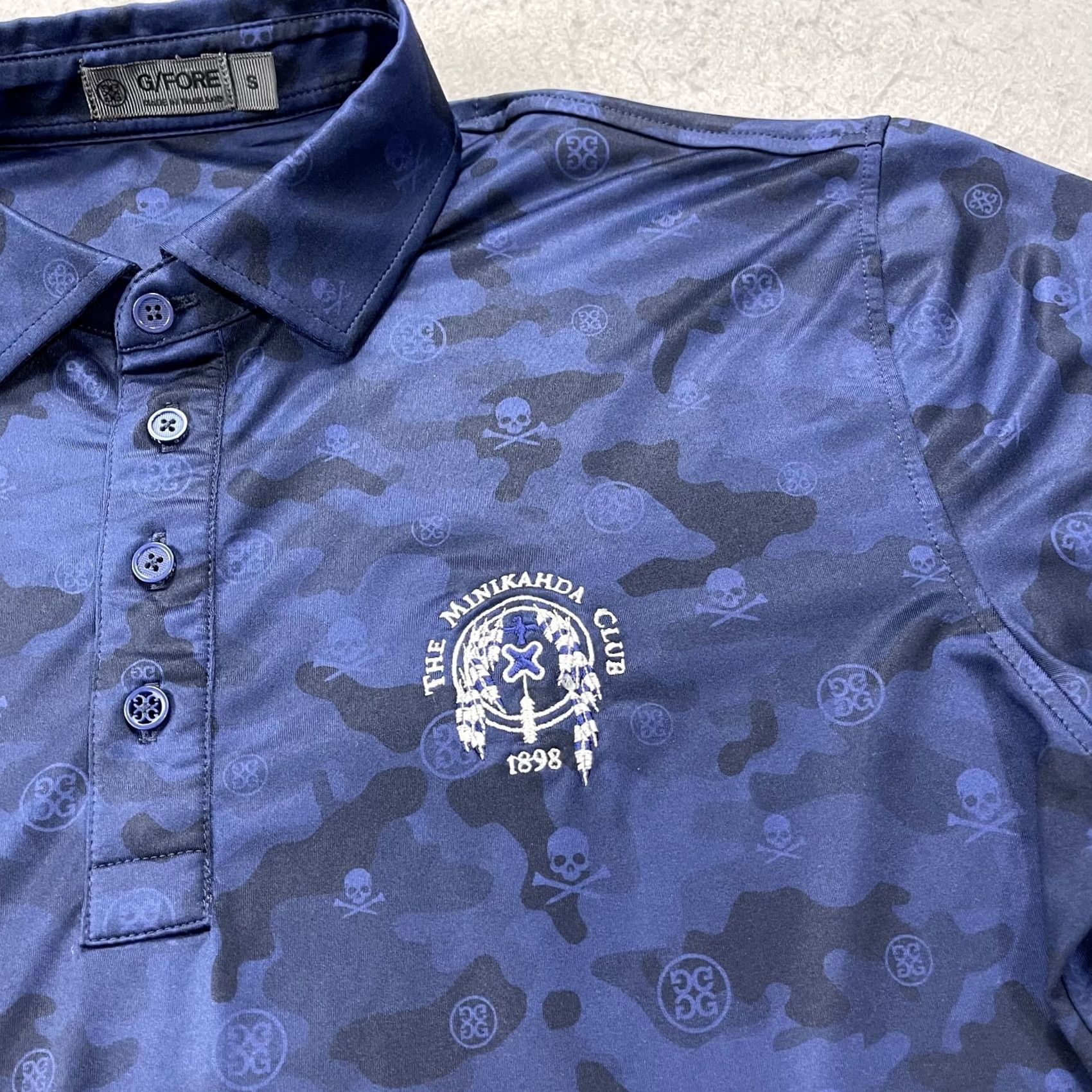 G/FORE G/Fore Polo Shirt Mens S Blue Camouflage Skull Logo Performance Golf Polo Shirt Size US S / EU 44-46 / 1 - 3 Thumbnail