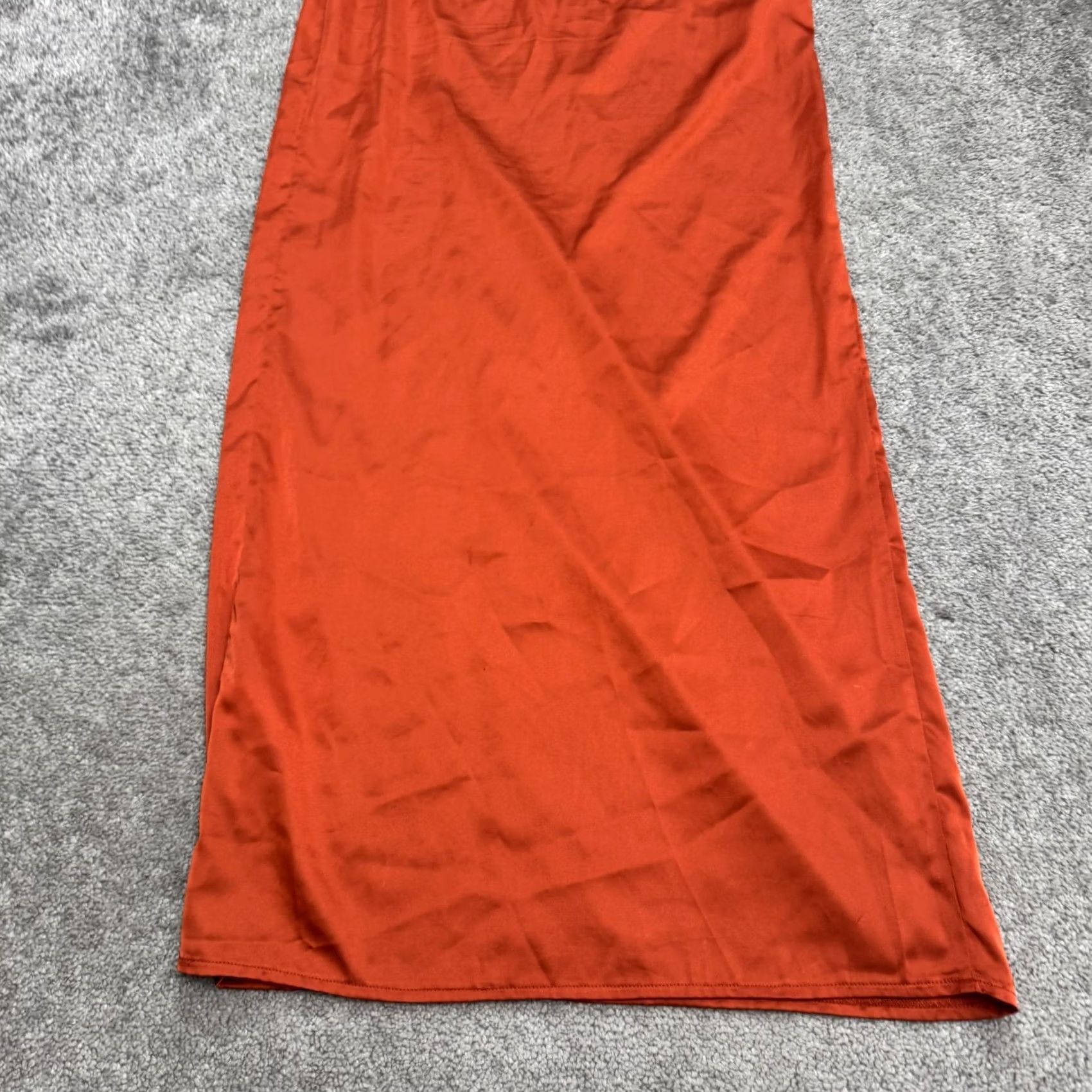 Missguided Missguided Satin One Shoulder Twist Front Maxi Dress Womens 8 Orange Size M / US 6-8 / IT 42-44 - 4 Thumbnail