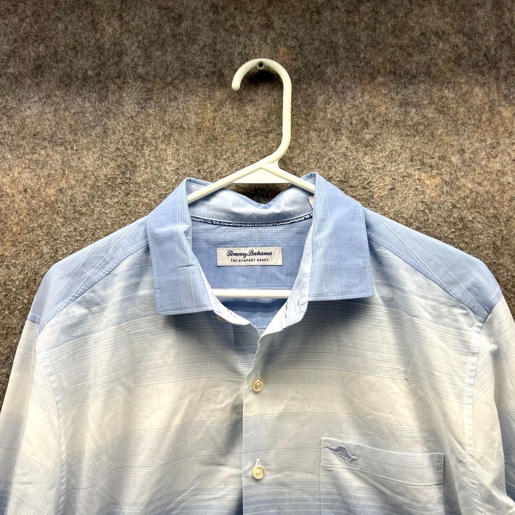 Tommy Bahama VINTAGE? No — Tommy Bahama Shirt Mens Medium Blue White Button Down The Newport Coast Striped Size US M / EU 48-50 / 2 - 7 Thumbnail