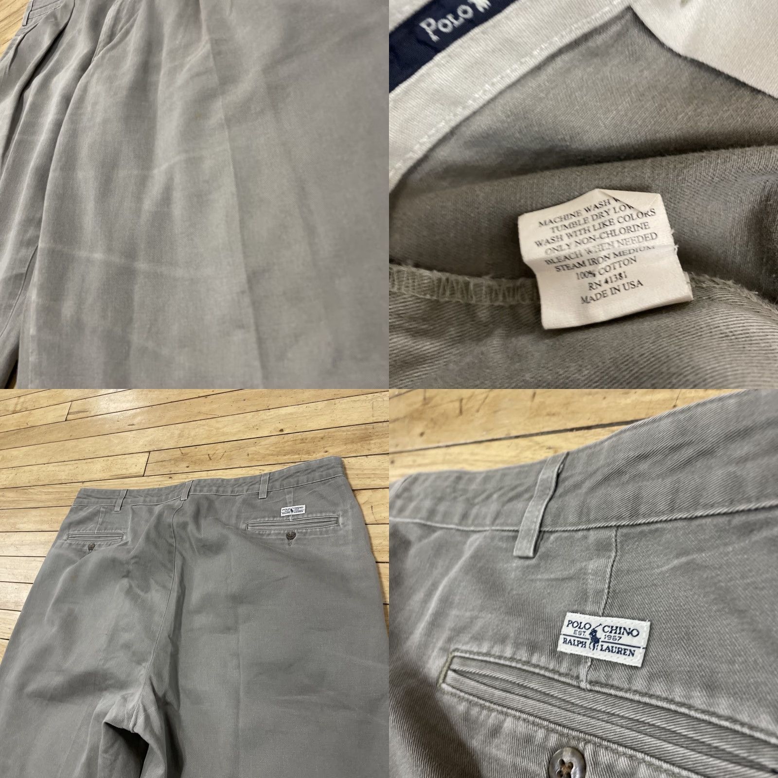 Polo Ralph Lauren VINTAGE Polo Ralph Lauren Chino Pants Men 42x32 Pleated Regular Fit Gray Light Green USA 90s Preppy Americana Classic Vintage Core Men Size US XL / EU 56 / 4 - 10 Thumbnail