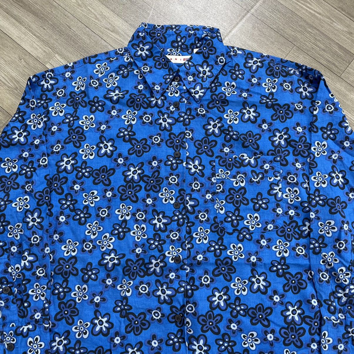 Marni × Uniqlo Marni Uniqlo Floral Oversized Printed Long Shirt Size L Size US L / EU 52-54 / 3 - 2 Thumbnail
