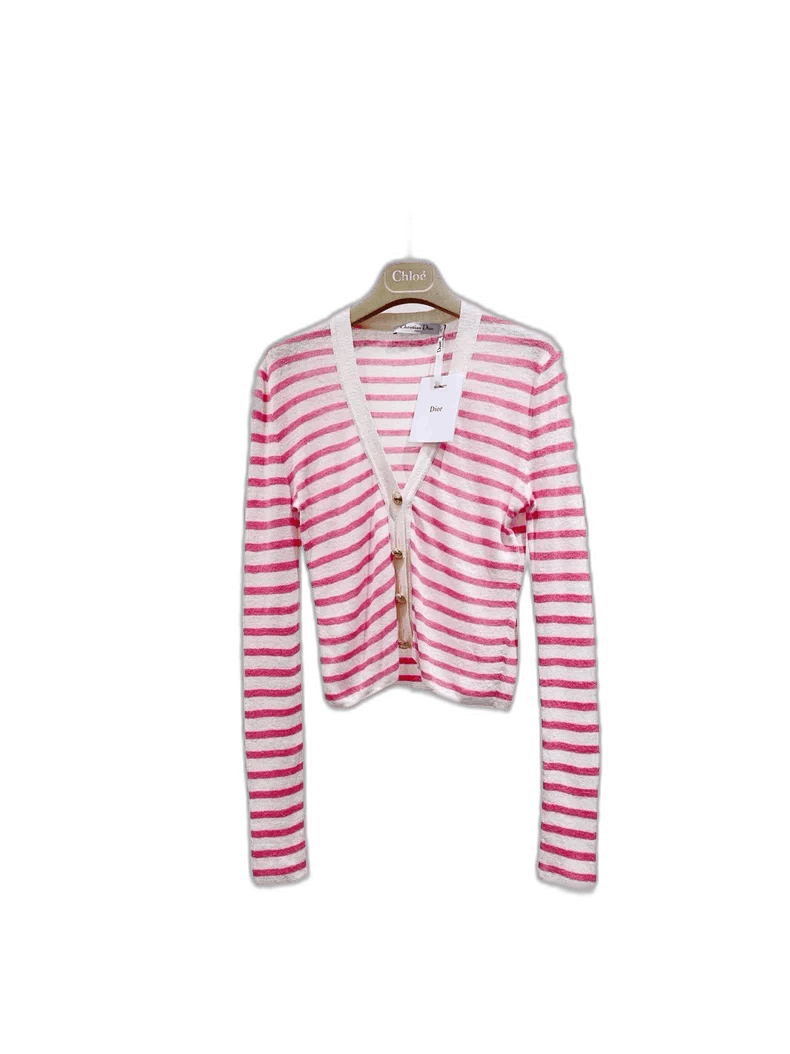 Dior New Dior Striped Cardigan with Tag Size L / US 10 / IT 46 - 1 Thumbnail