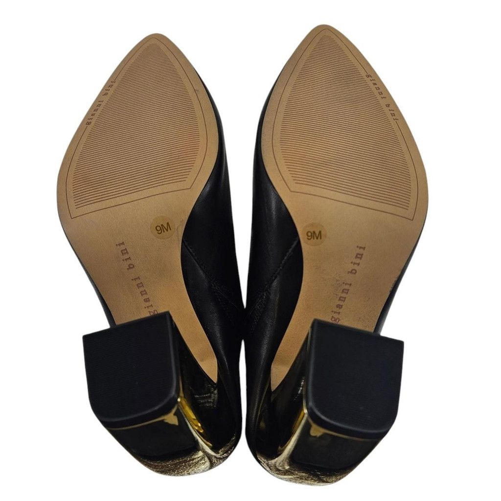 Ganni Black & Gold Leather Gianni Binni Mules Size US 9 / IT 39 - 3 Thumbnail