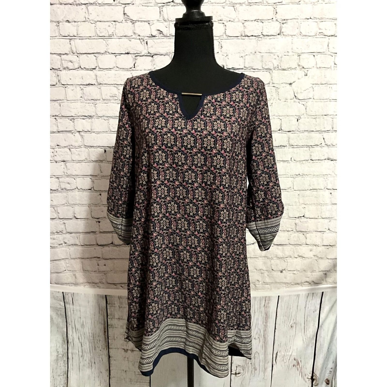 Vintage RUE21 Patterned Casual Blouse XL Women Blue 100% Cotton Floral 3/4 Sleeve Pullover Regular Fit Vintage No Size XL / US 12-14 / IT 48-50 - 5 Thumbnail