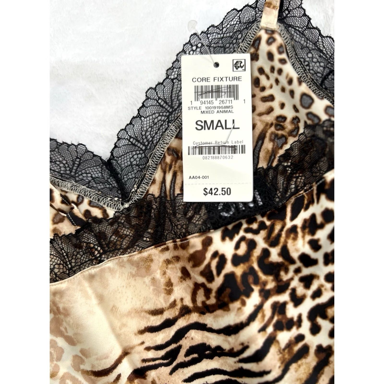 Incu NWT INC Leopard Print Nightgown Lace Gown Sleeveless V-Neck Size S Multicolor Size ONE SIZE - 3 Thumbnail