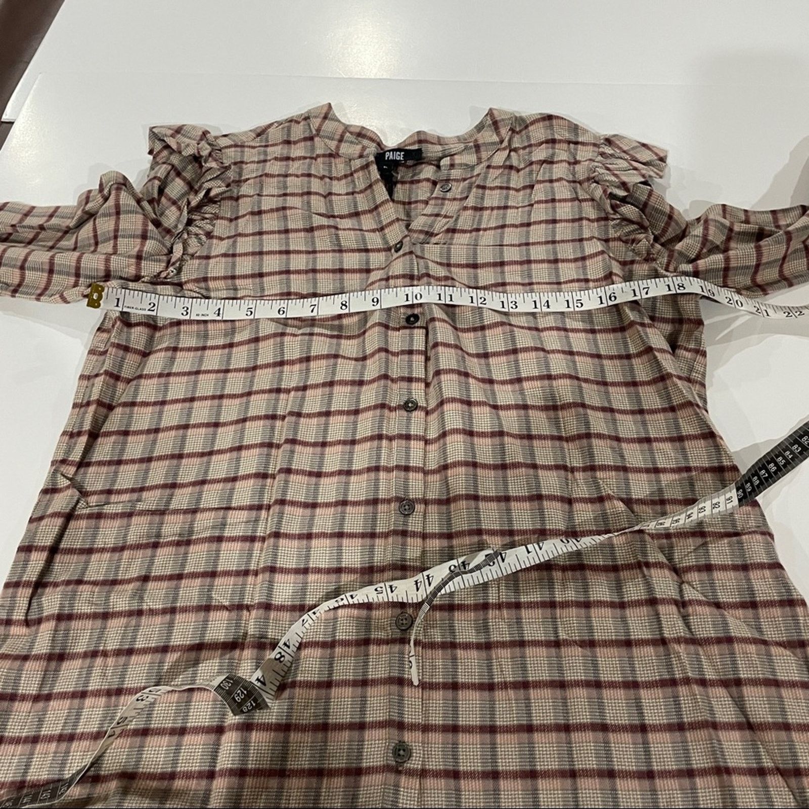 Paige Paige Jenelle Ruffle Plaid Long Sleeve Button Down Shirt Size M / US 6-8 / IT 42-44 - 10 Thumbnail