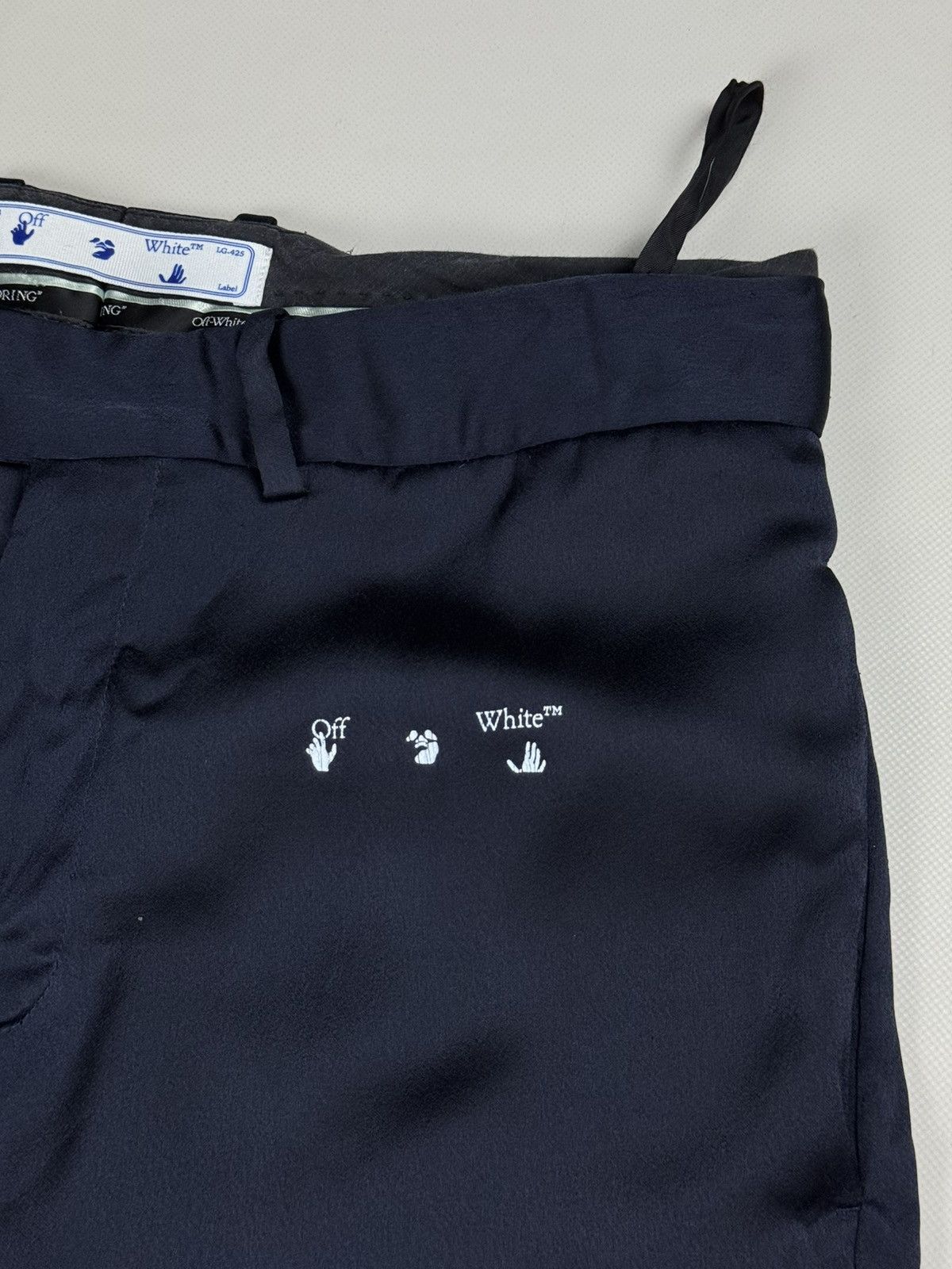 Off-White Off White Men’s Satin Dress Pants “Staff” Logo Trousers Size US 32 / EU 48 - 12 Thumbnail