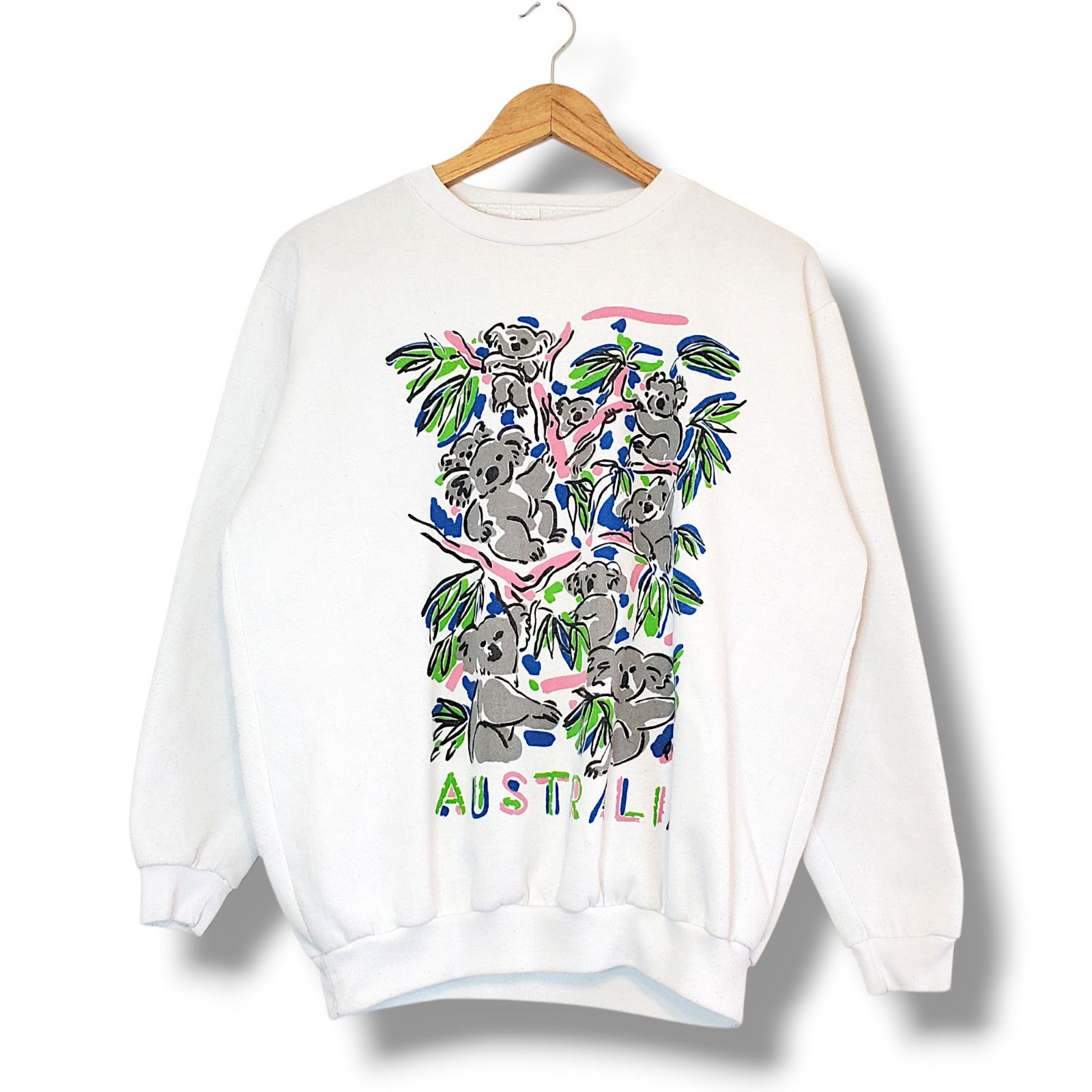 Vintage Vintage 90s Koala Australia Nature Crewneck White Size M Size US M / EU 48-50 / 2 - 1 Thumbnail