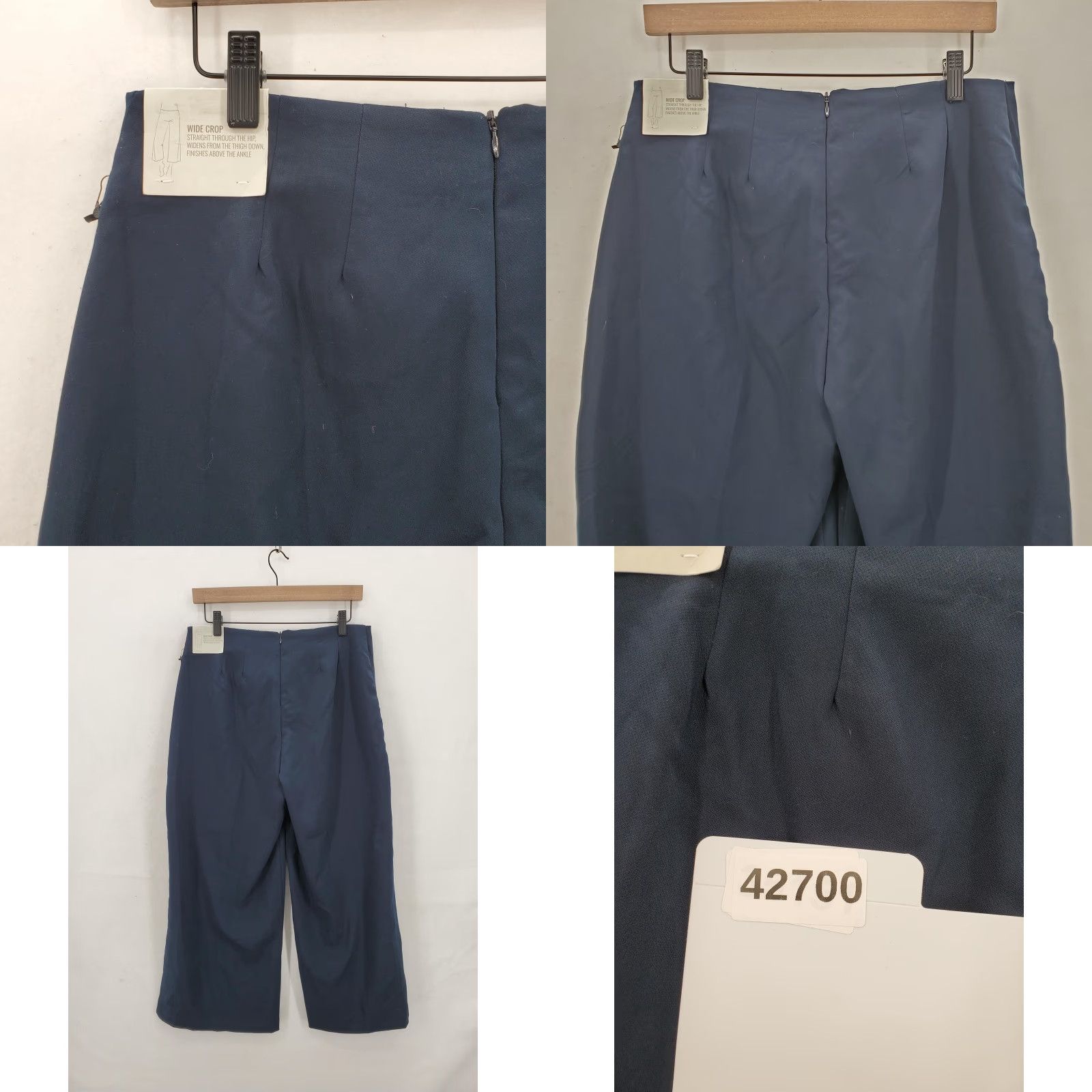 Nicole Miller Nicole Miller New York Pants Womens 10 Navy Blue Wide Crop Culottes High Rise Slim Fit Stretch Zip Casual Workwear Regular Inseam 25 in} Size 32" / US 10 / IT 46 - 9 Thumbnail