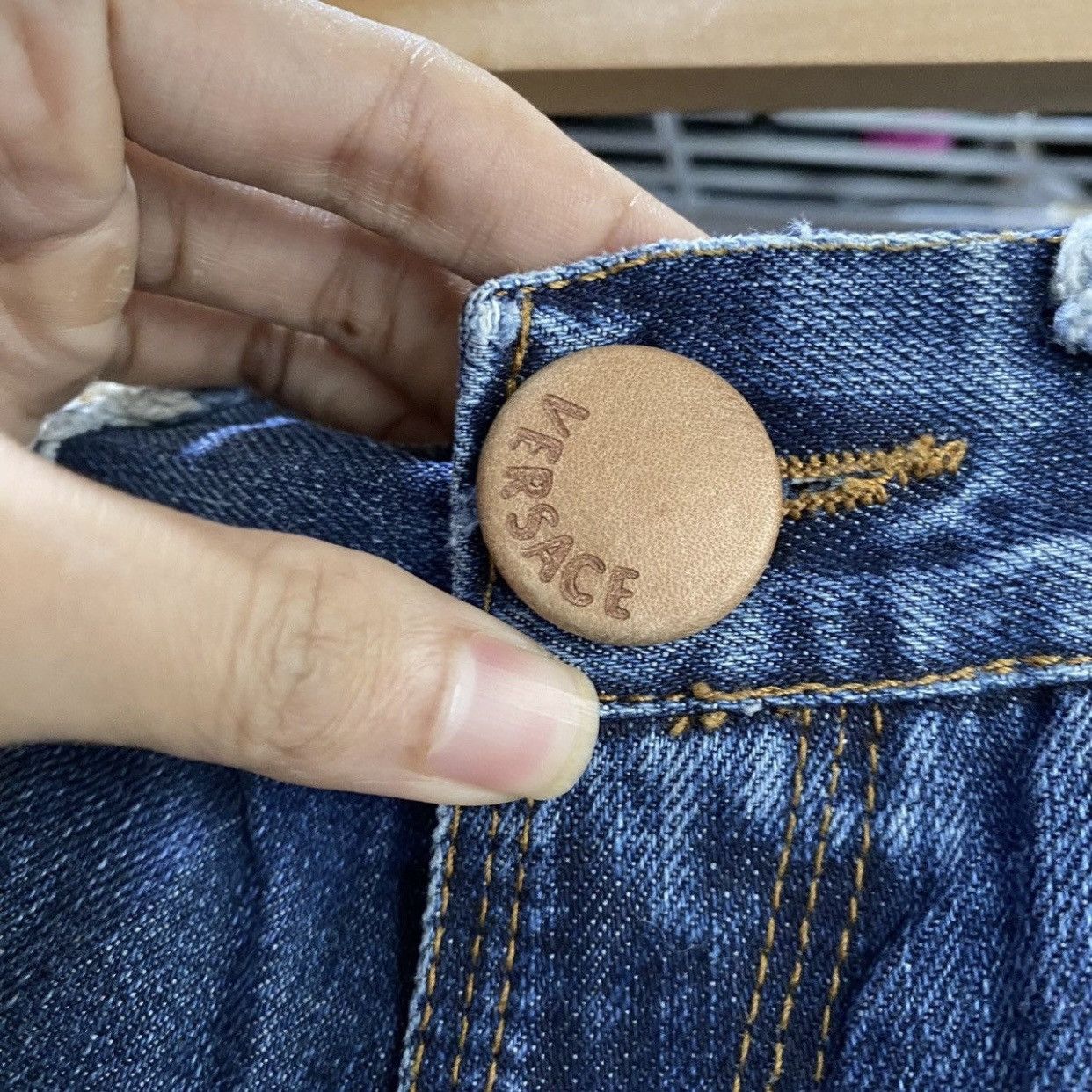 Versace Archival Versace Y2K Frayed Pocket Distressed Jeans Blue Size US 29 - 9 Thumbnail