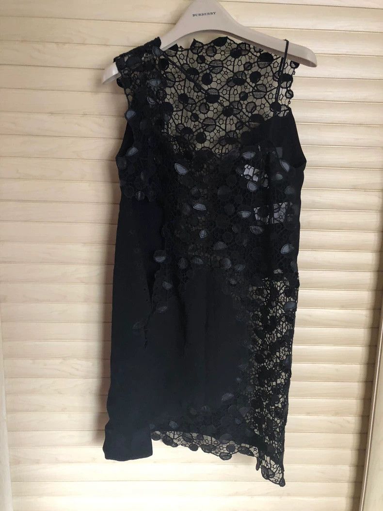 Versace Versace Black Lace Sheer Leather Dress - dmc Size US 30 / EU 46 - 1 Thumbnail