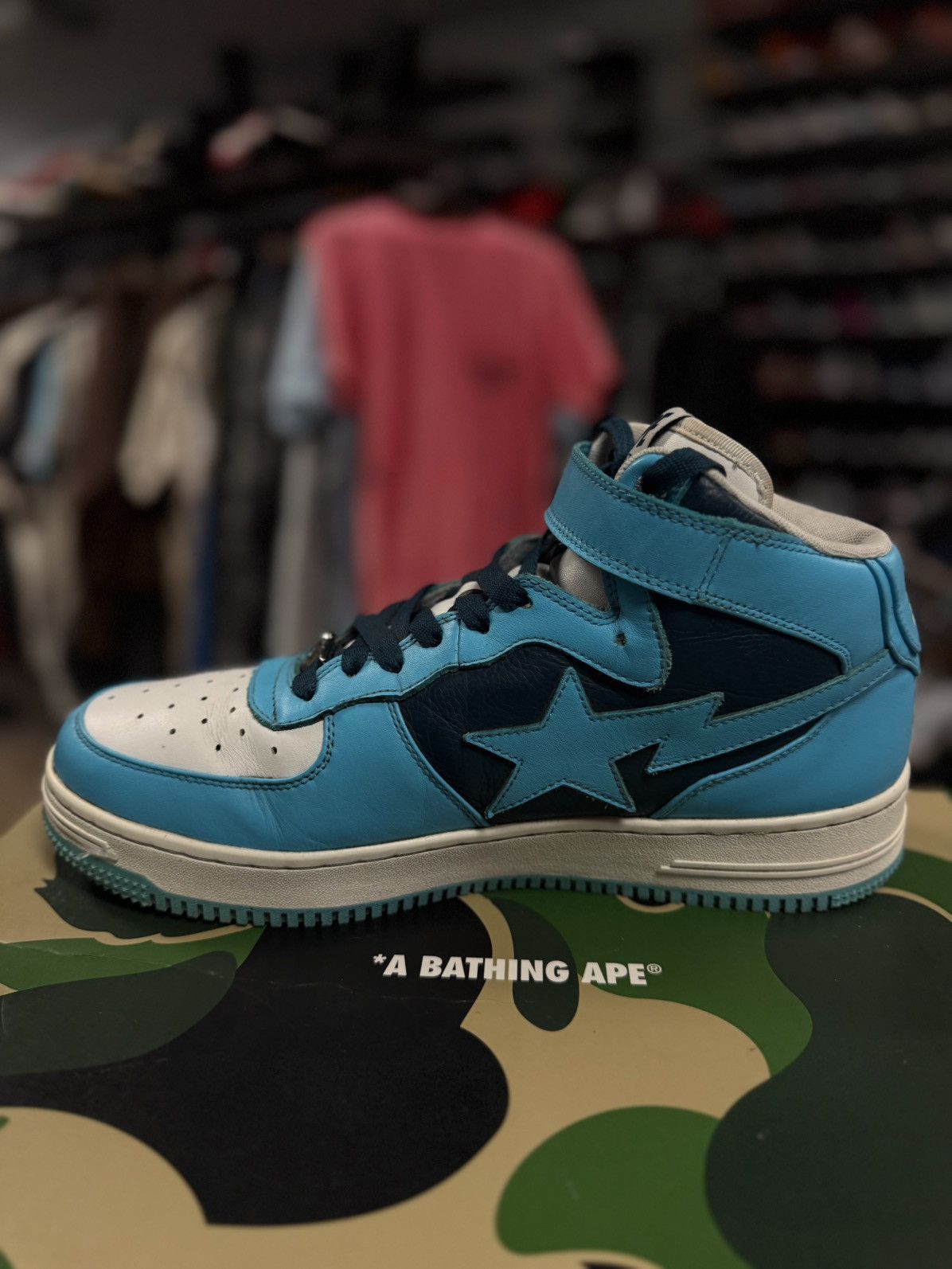 Bape Bapesta High Top Sneakers Size 12US BLUE W BOX Size US 12 / EU 45 - 9 Thumbnail