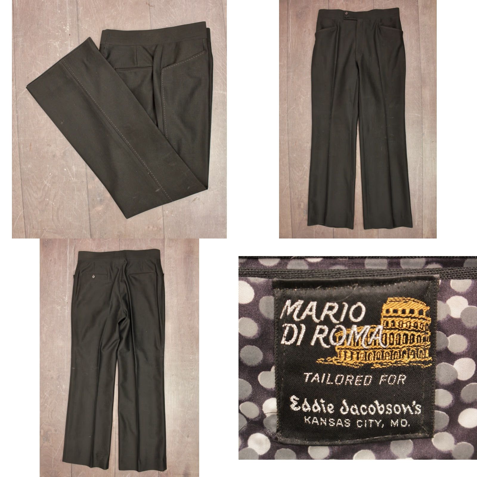 Vintage VINTAGE Mens VTG 70s 2 PC Black Polyester Leisure Suit W Tie Sz M 1970s Disco Size 40R - 8 Thumbnail