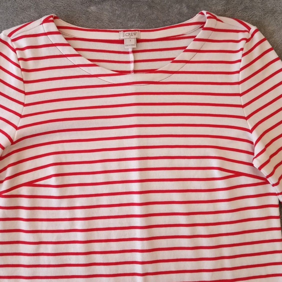 J.Crew J.CREW Shift Dress Small Red Striped Long Sleeve Knee Length Pullover Stretch Size S / US 4 / IT 40 - 3 Thumbnail