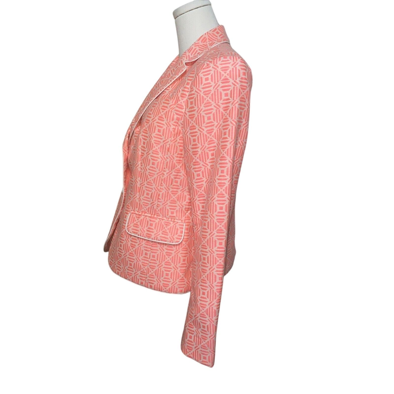 Gap Gap Academy Blazer Jacket Sz 6 Neon Pink White Geometric Size M / US 6-8 / IT 42-44 - 4 Thumbnail