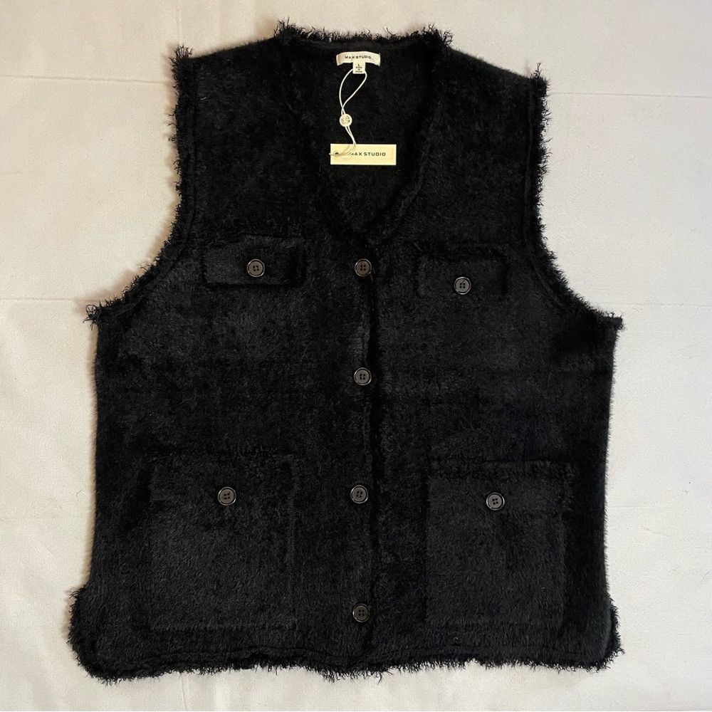 Other NWT New $138 Max Studio Fur Black Vest With Pockets Size L Size L / US 10 / IT 46 - 6 Thumbnail