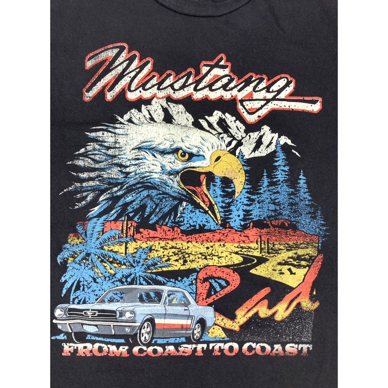 Ford FORD MUSTANG Retro Graphic T-shirt Women L Black Short Sleeve Size L / US 10 / IT 46 - 2 Thumbnail