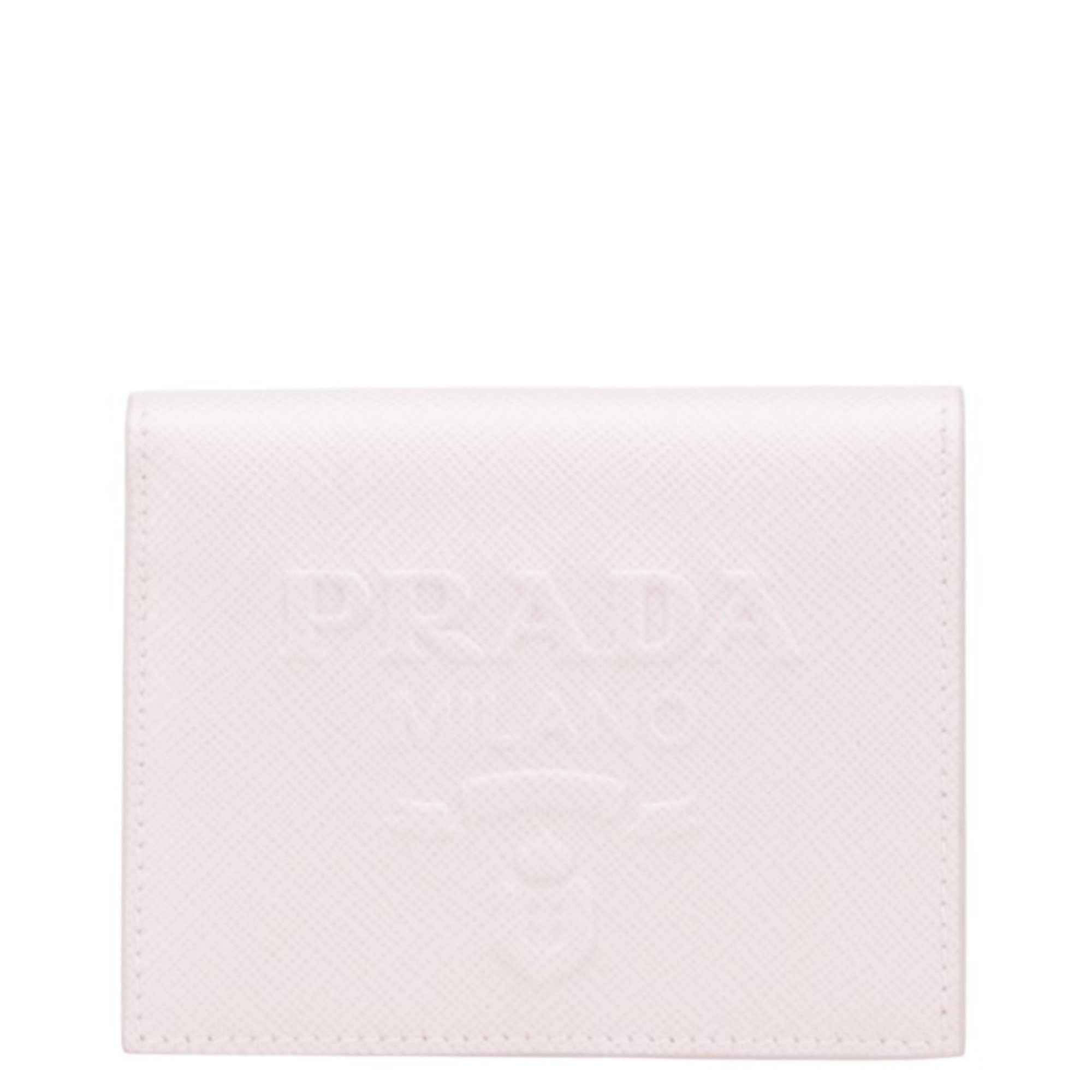 Prada Prada Embossed Logo Bifold Wallet in Pink Saffiano Leather for Women Size ONE SIZE - 1 Thumbnail