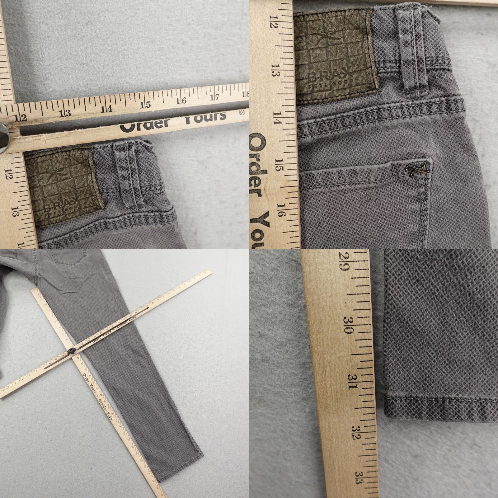 BRAX VINTAGE BRAX Cadiz Pure Slim Straight Fit 5-Pocket Chino Pants Gray Mens 30 x 32 Inseam Slim Flat Front Workwear Casual 90s? Size US 30 / EU 46 - 8 Thumbnail