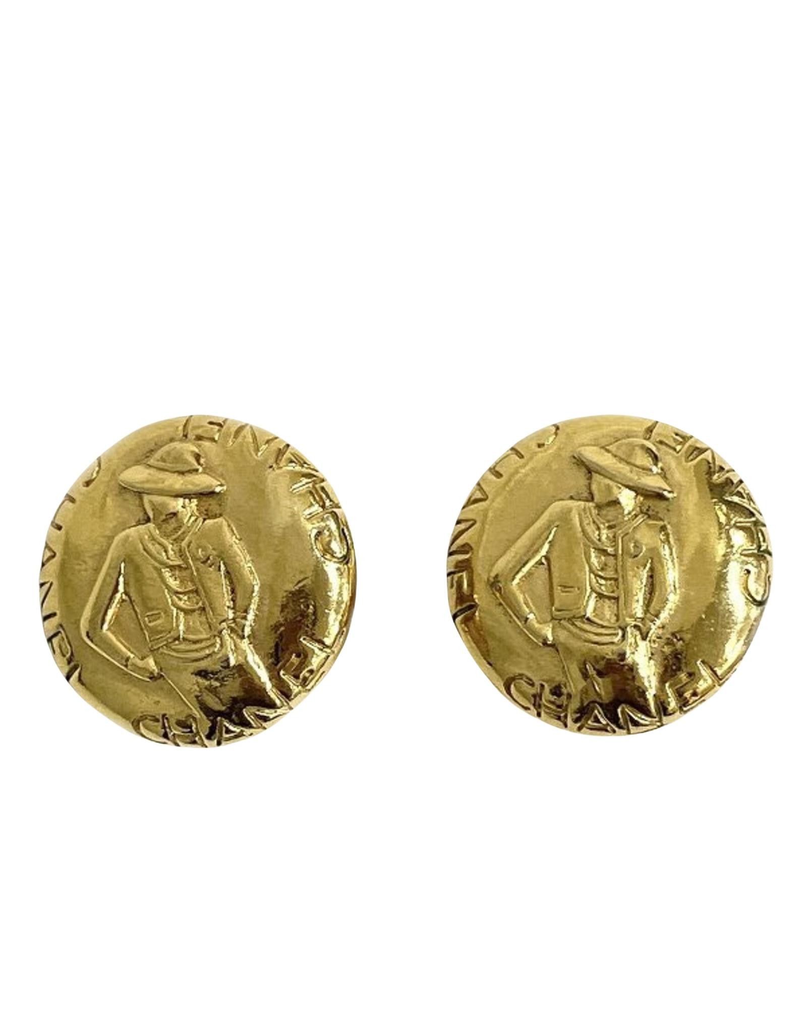 image of Chanel Gold-Plated Clip Earrings, Women's