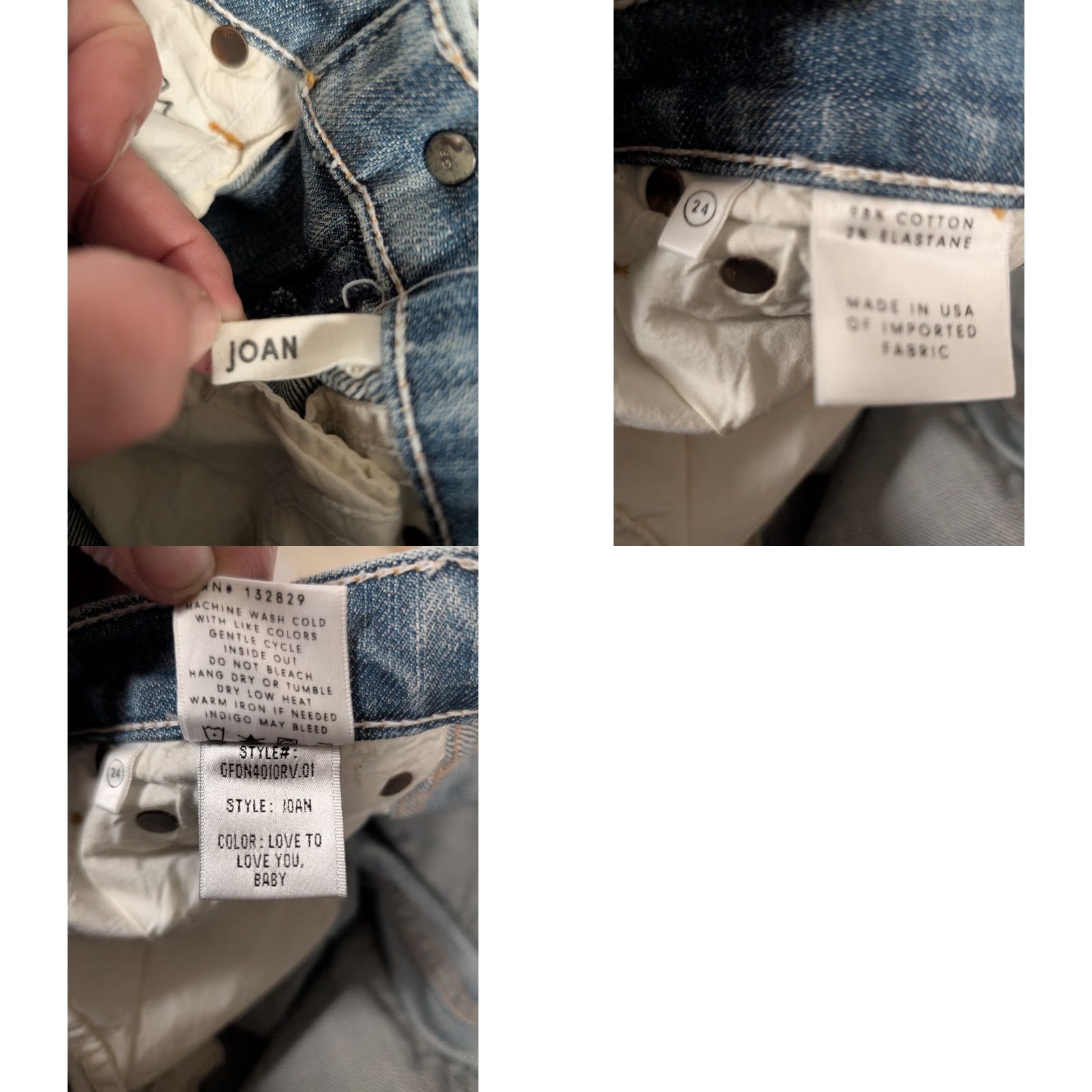 GRLFRND GRLFRND Joan Crop Flare Jeans - Blue Denim - 24 Inseam - Low Rise - Distressed - Raw Hem - Women's Jeans Size 42" / US 20 - 8 Thumbnail