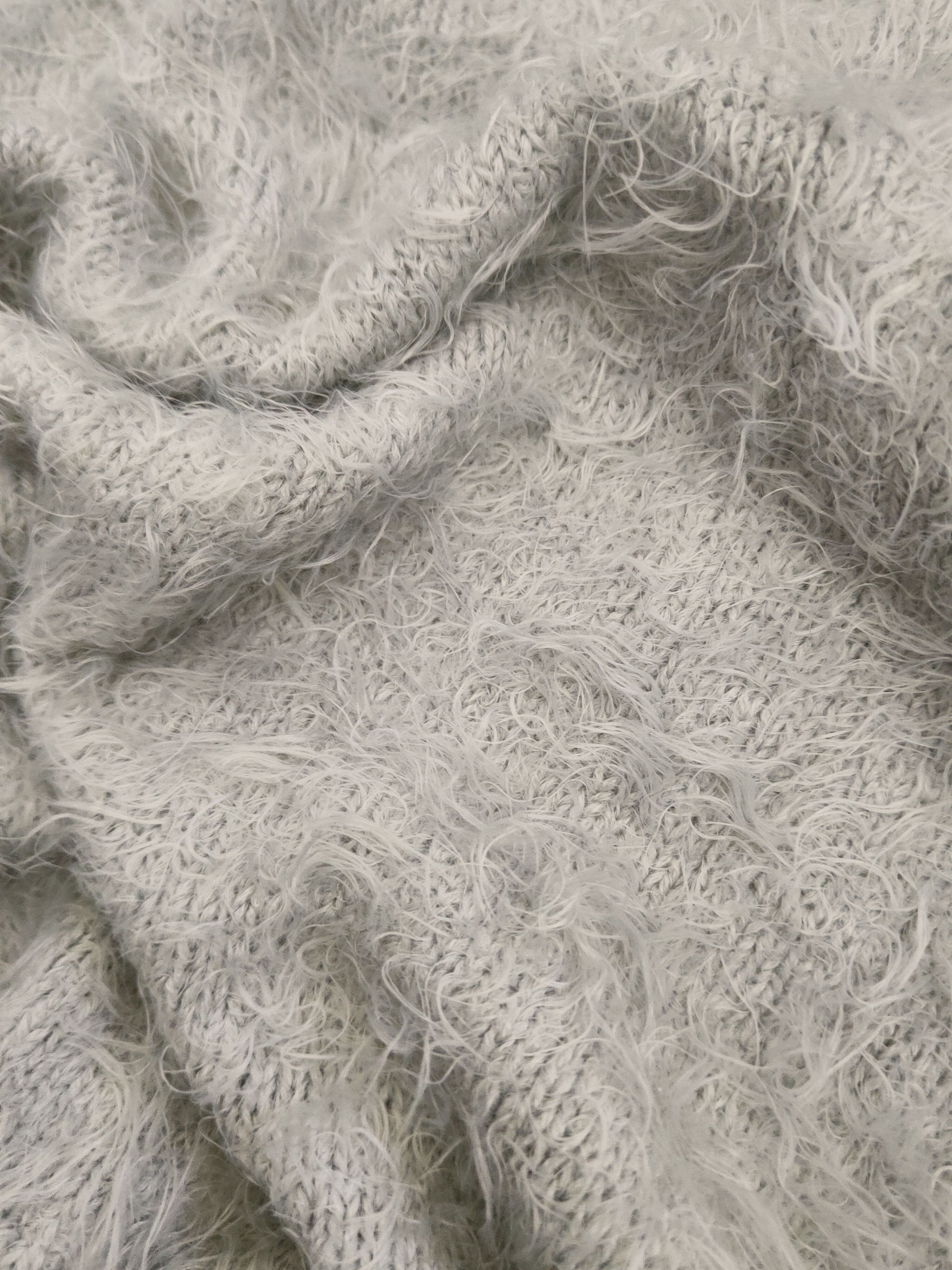 Japanese Brand DL Shoo La Rue Gray Fur Mohair Knitwear #46-521 Size S / US 4 / IT 40 - 11 Thumbnail