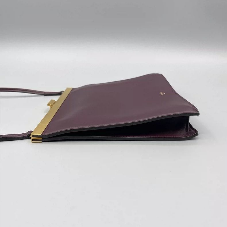 Celine CELINE Clasp Crossbody Bag in Burgundy Size ONE SIZE - 4 Thumbnail