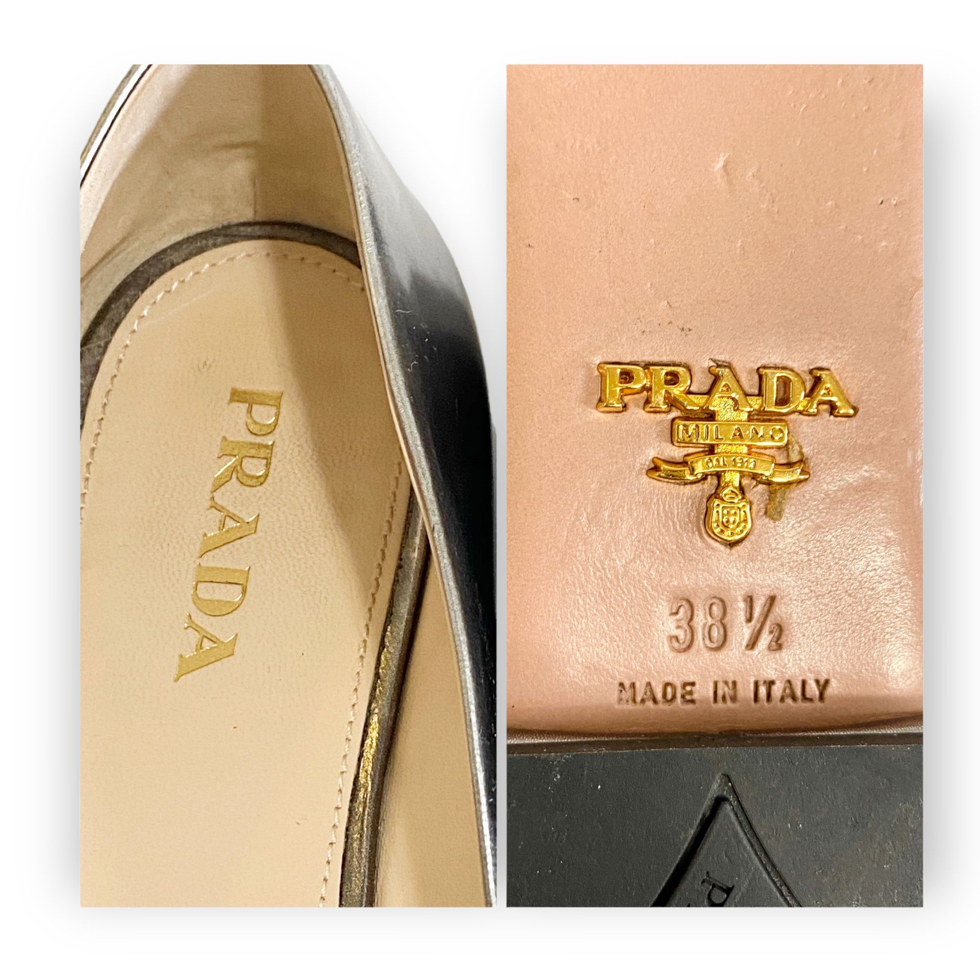 Prada Prada Pewter Metallic leather Jeweled flats, size 38.5 EU Size US 8.5 / IT 38.5 - 4 Thumbnail