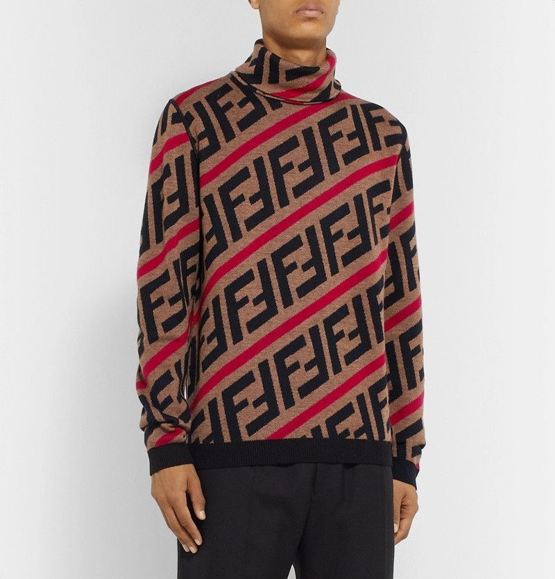 Fendi FENDI BROWN WOOL FOREVER FENDI ALL-OVER TURTLENECK Size US M / EU 48-50 / 2 - 6 Thumbnail
