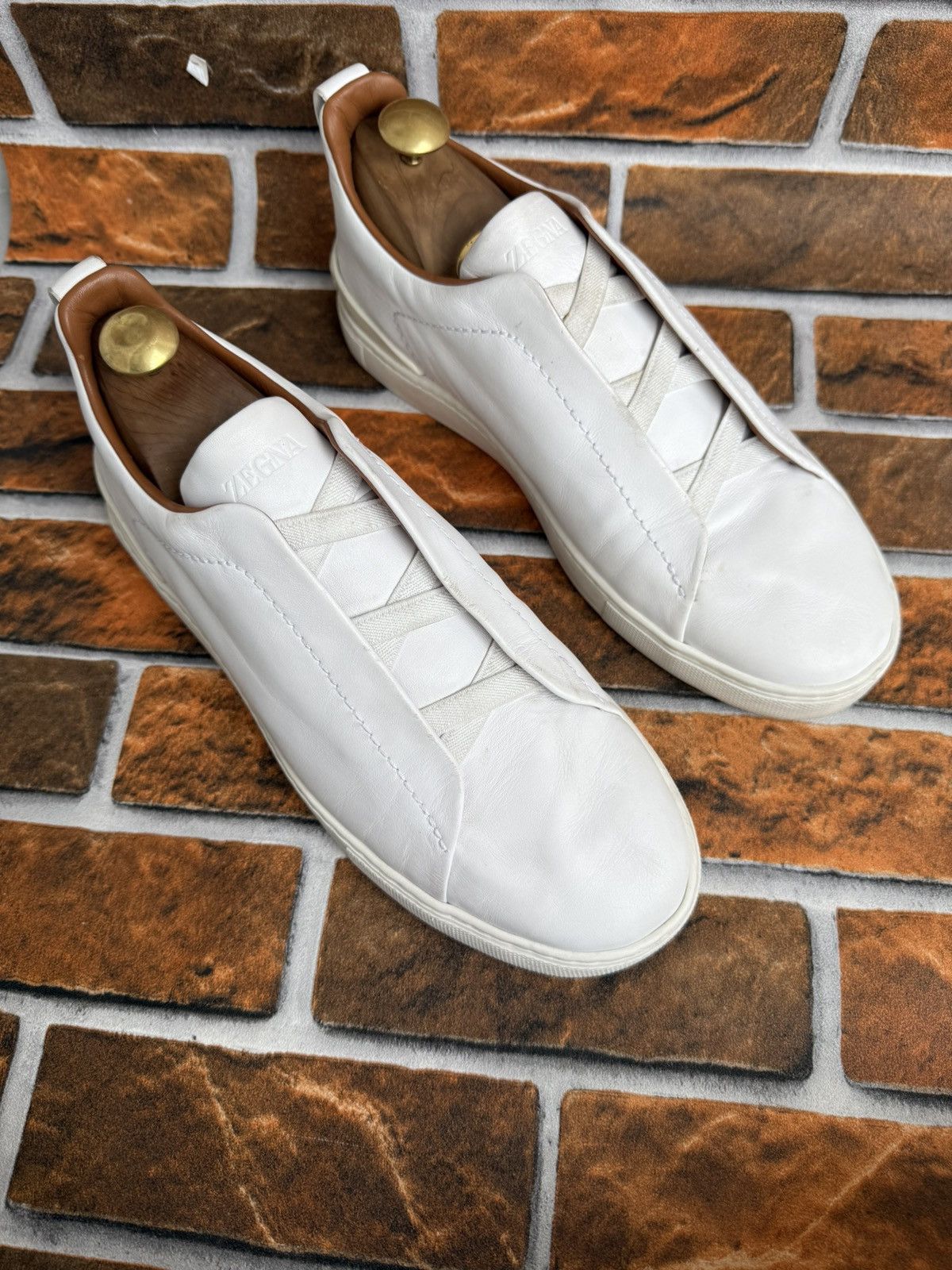 Ermenegildo Zegna Triple stitch leather trainers Size US 8 / EU 41 - 5 Thumbnail
