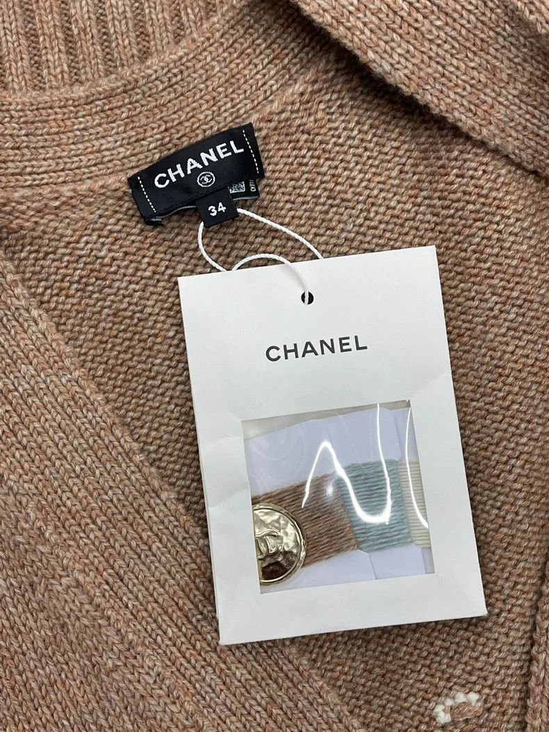 Chanel Chanel 24K coffee blue striped knitted vest vest cardigan Size XXS / US 00 / IT 34 - 5 Thumbnail