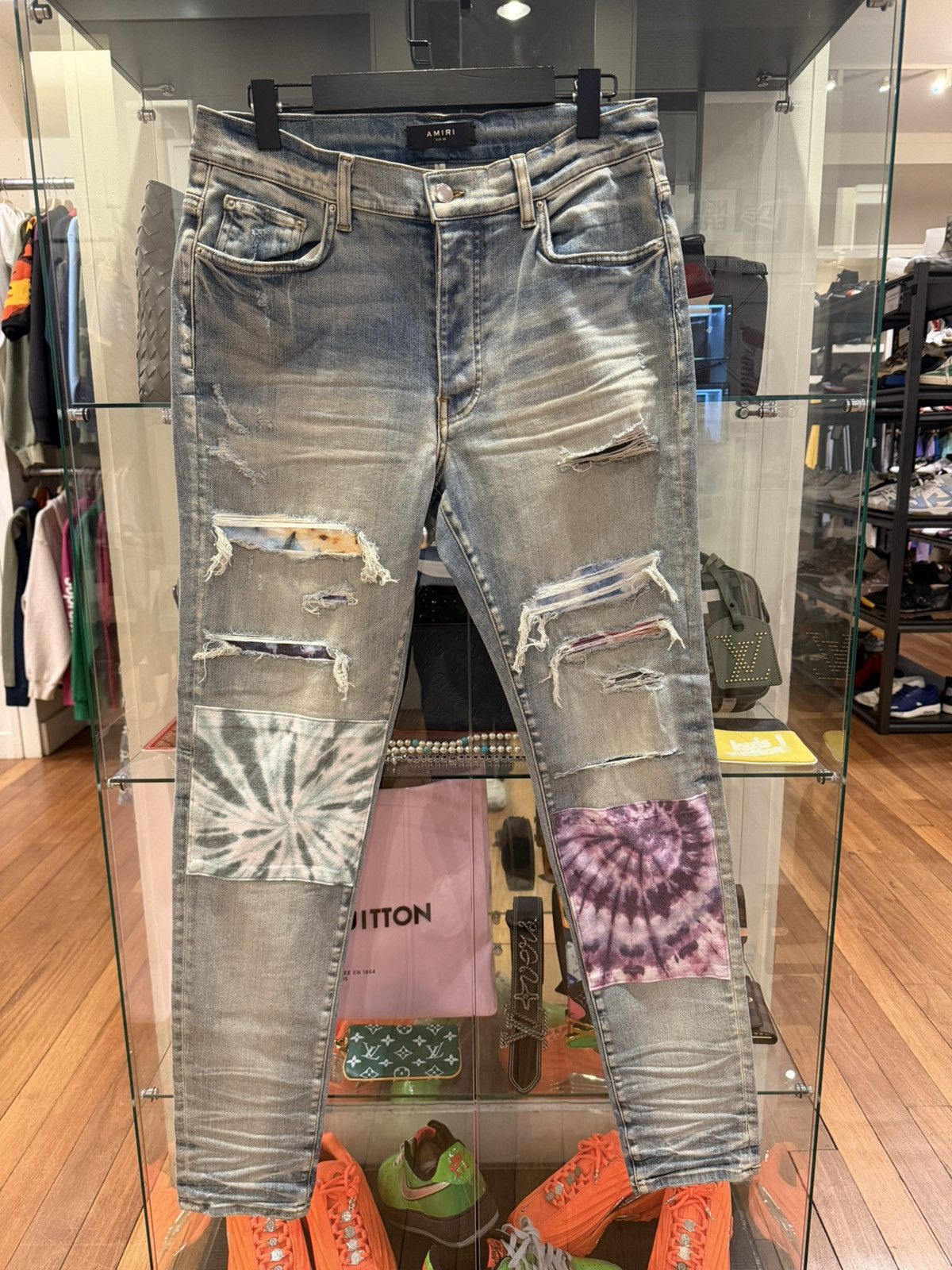 Amiri Amiri Tie Dye Art Patch Skinny Jeans - Blue Size US 34 / EU 50 - 1 Thumbnail