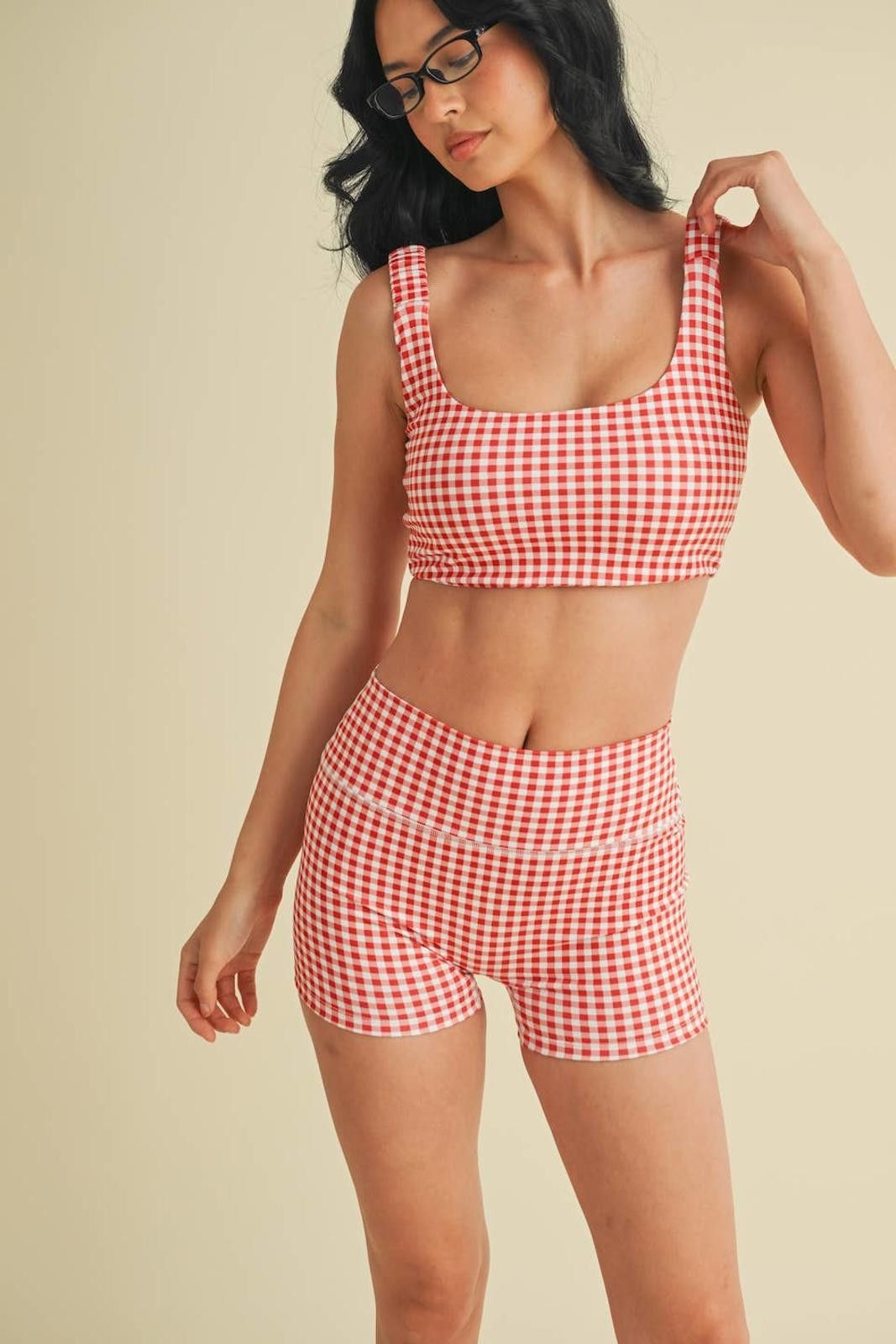 Christian Kimber Gingham Print Ruched Bra Top by Kimberly C Size ONE SIZE - 1 Thumbnail