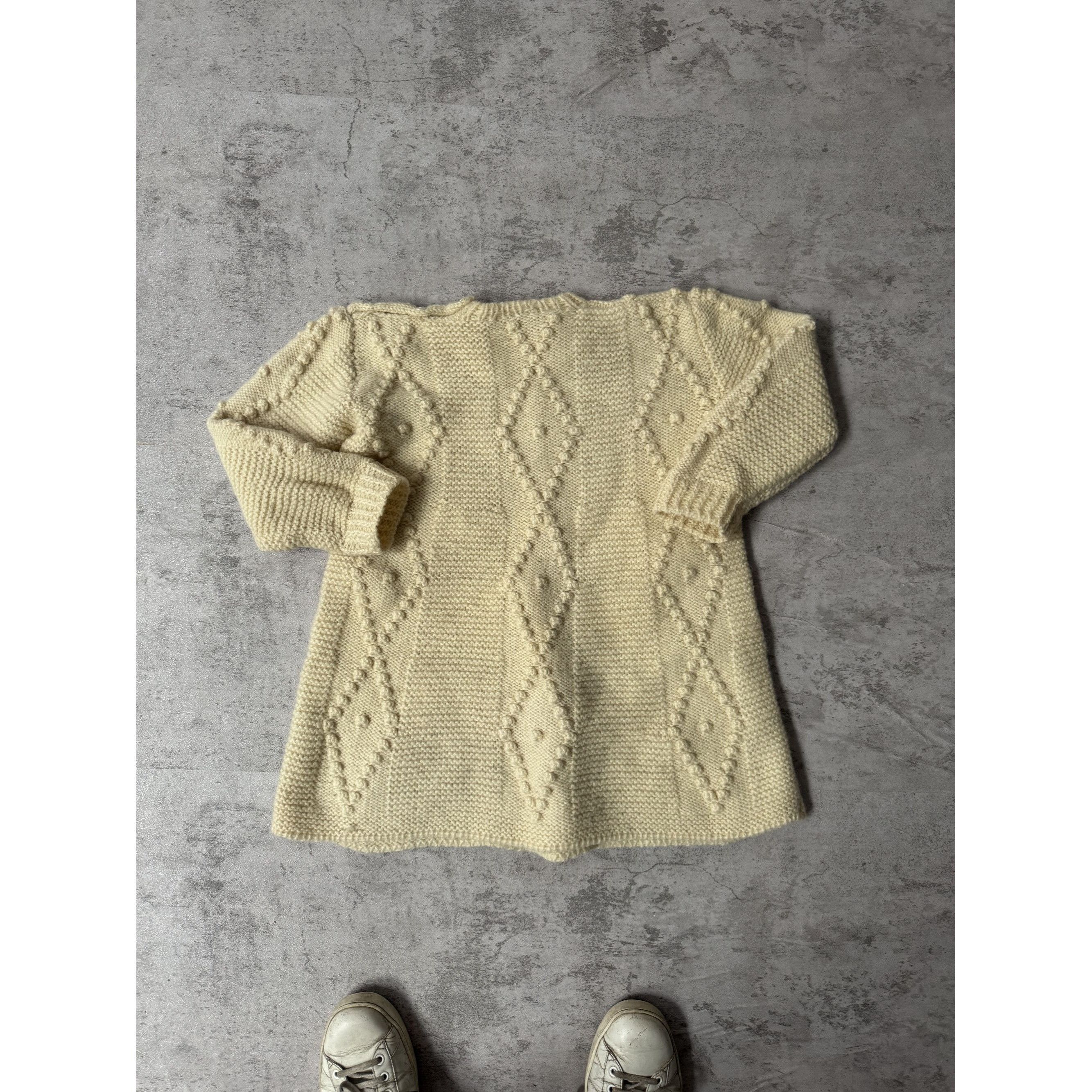 Other Vintage 80s Italian Wool Knit Flower Cable Sweater Size M / US 6-8 / IT 42-44 - 4 Thumbnail