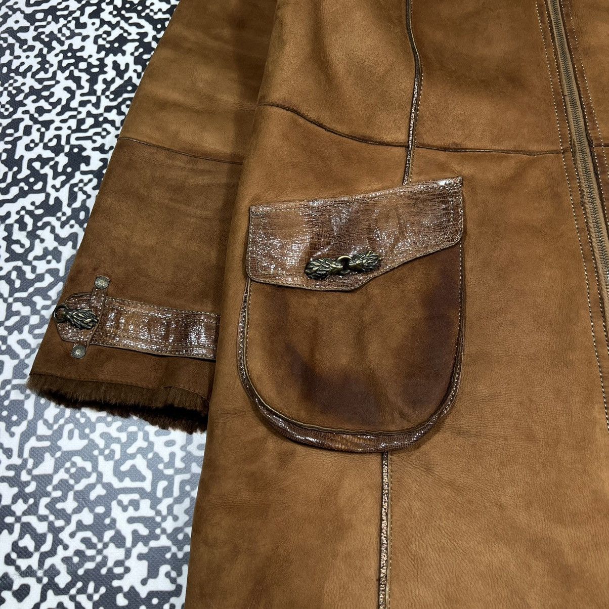 Vintage Vintage 00s Stella Rossa Leather Fur Sheepskin Coat Jacket Size M / US 6-8 / IT 42-44 - 11 Thumbnail