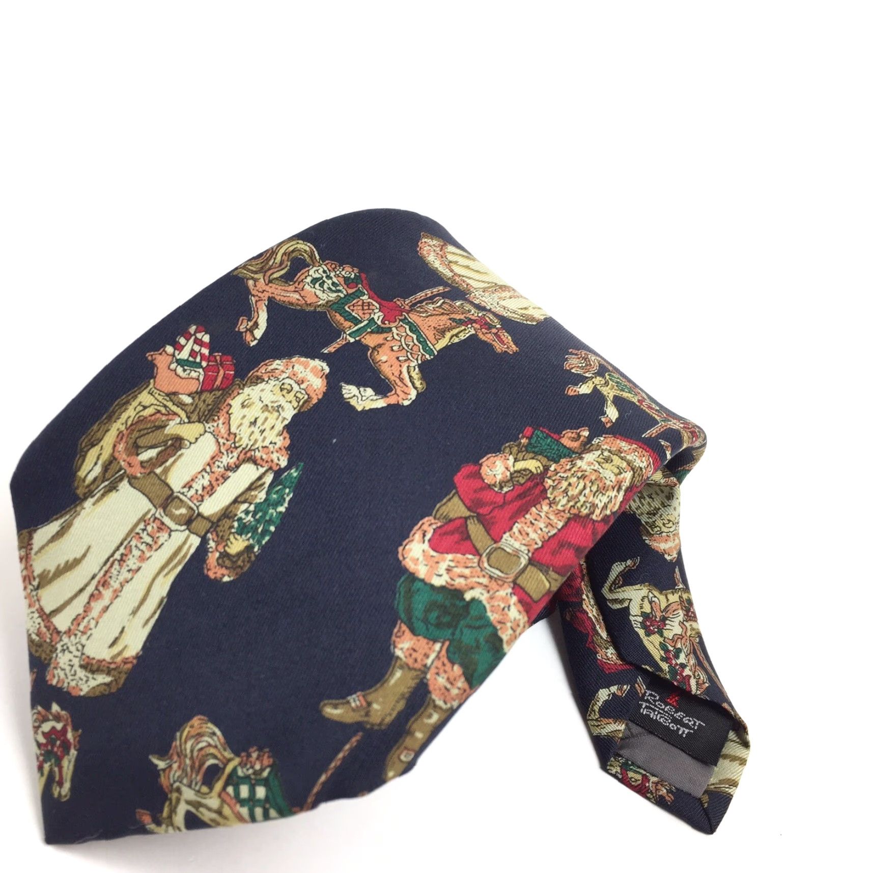 Robert Talbott VINTAGE Robert Talbott Necktie Hand Sewn 100% Silk Blue Santa Claus Tie Men 57" 3.25" Santa Claus Novelty Pattern Size ONE SIZE - 2 Thumbnail