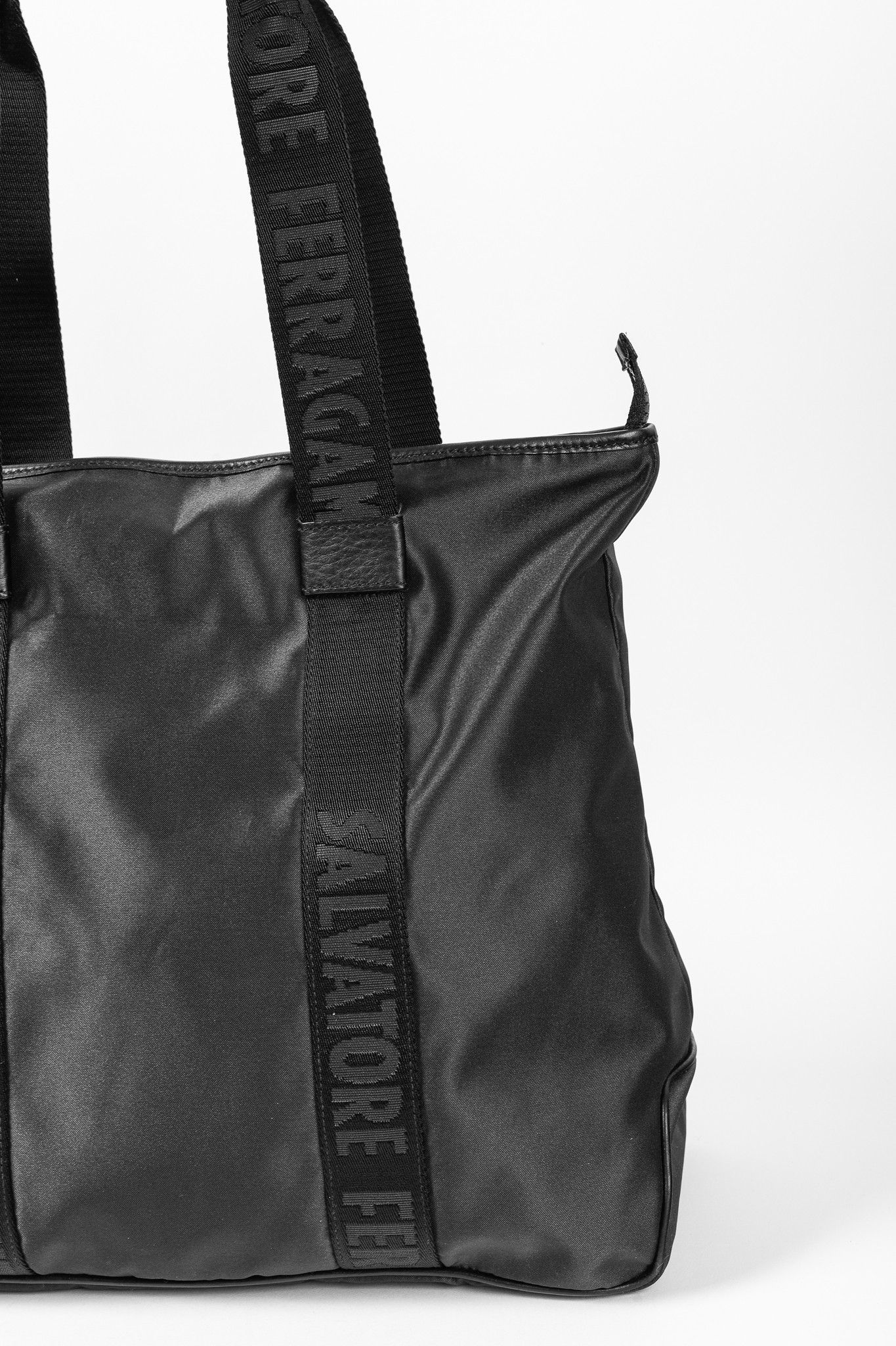 Salvatore Ferragamo Salvatore Ferragamo Nylon Logo-Tape Leather-Trimmed Tote Size ONE SIZE - 8 Thumbnail