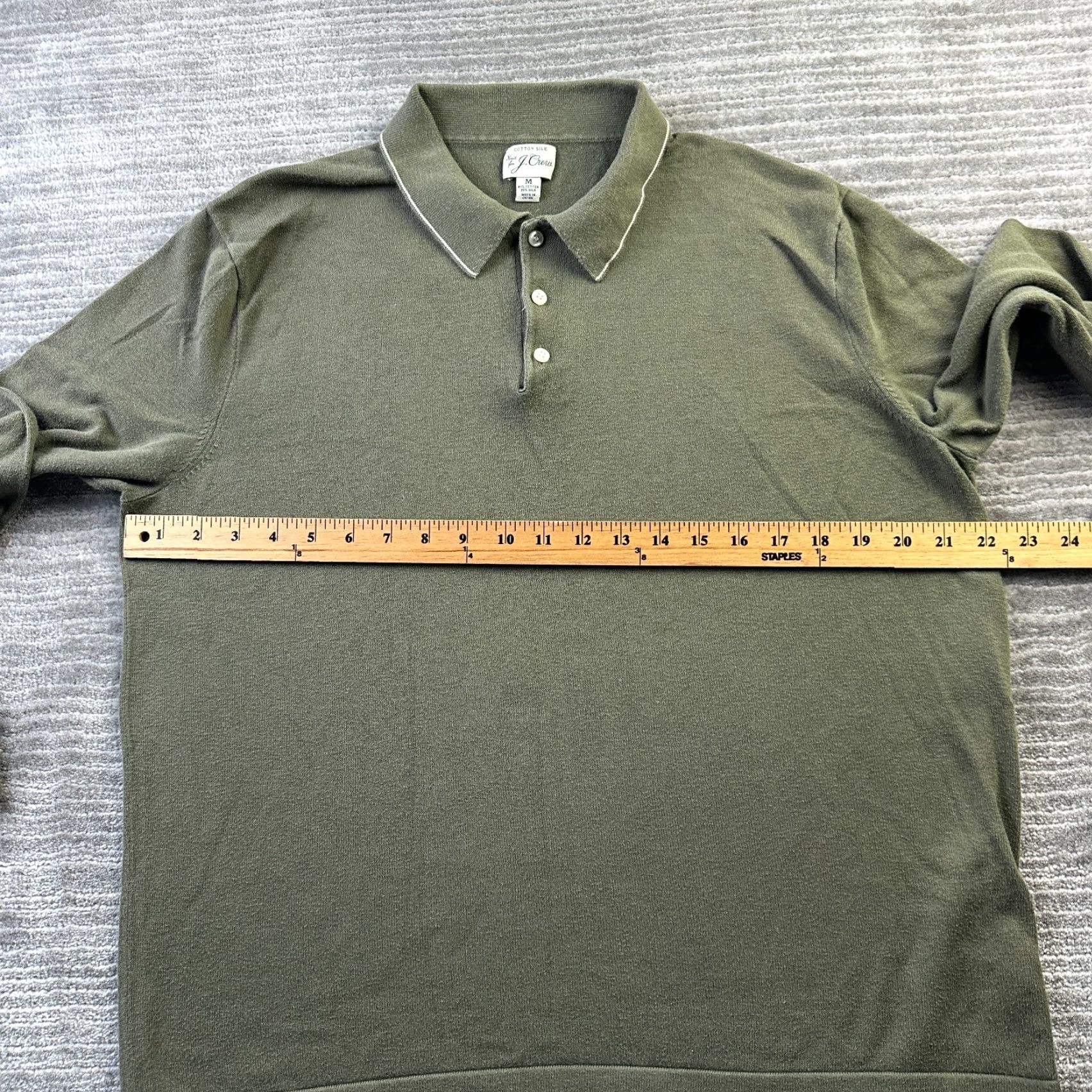 J.Crew J Crew Polo Shirt Mens Medium Green Knit Silk Blend Size US M / EU 48-50 / 2 - 7 Thumbnail
