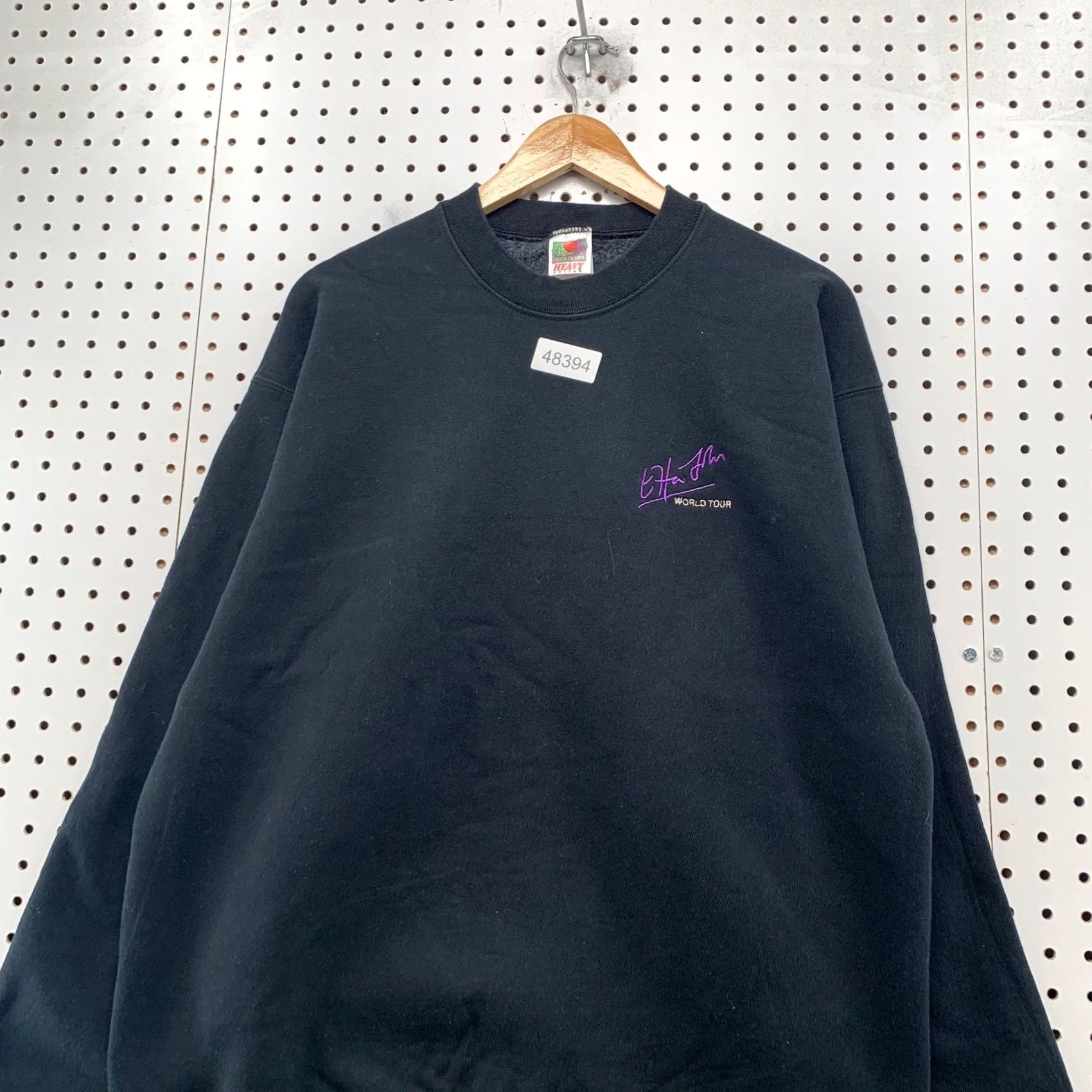 Fruit Of The Loom Vintage Elton John World Tour Sweatshirt Mens XL Black Embroidered Fleece Size US XL / EU 56 / 4 - 5 Thumbnail