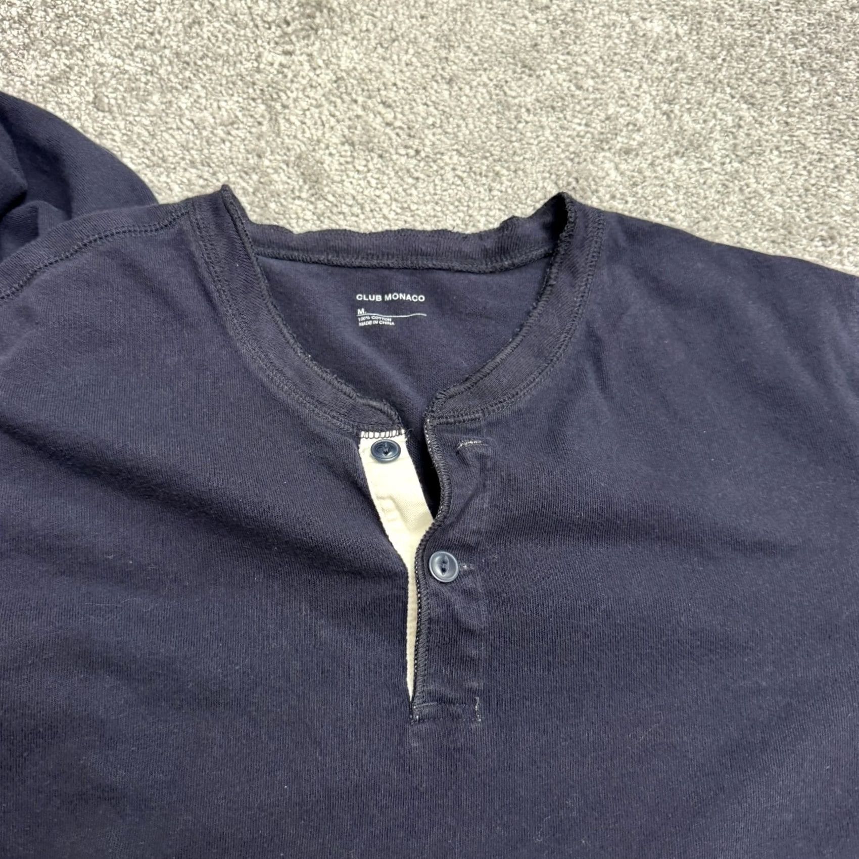 Club Monaco Club Monaco Henley Long Sleeve T-Shirt Mens M Navy Blue 100% Cotton Tee Size US M / EU 48-50 / 2 - 4 Thumbnail