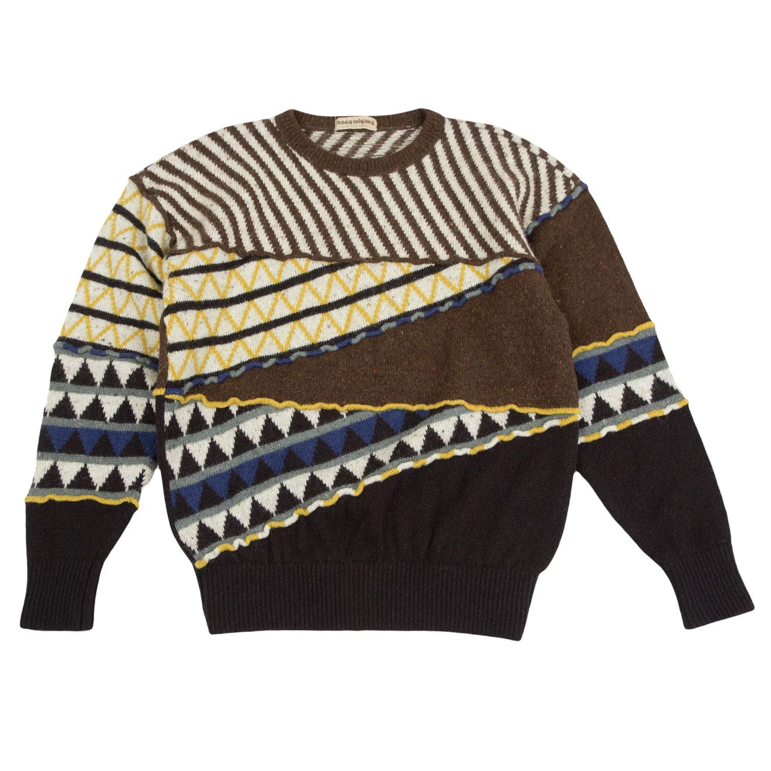 Issey Miyake Pattern Block Design Knit Sweater in Brown and Black, M Size US M / EU 48-50 / 2 - 1 Thumbnail