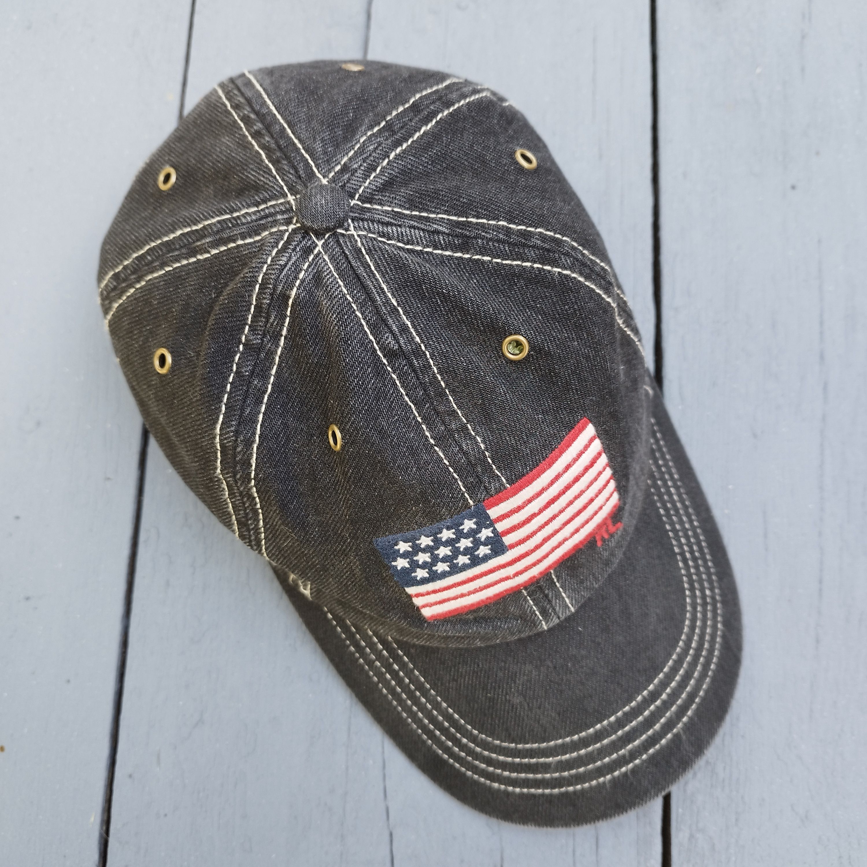 Polo Ralph Lauren Vintage Polo Ralph Lauren USA Flag Denim Cap Leather Strap Size ONE SIZE - 5 Thumbnail