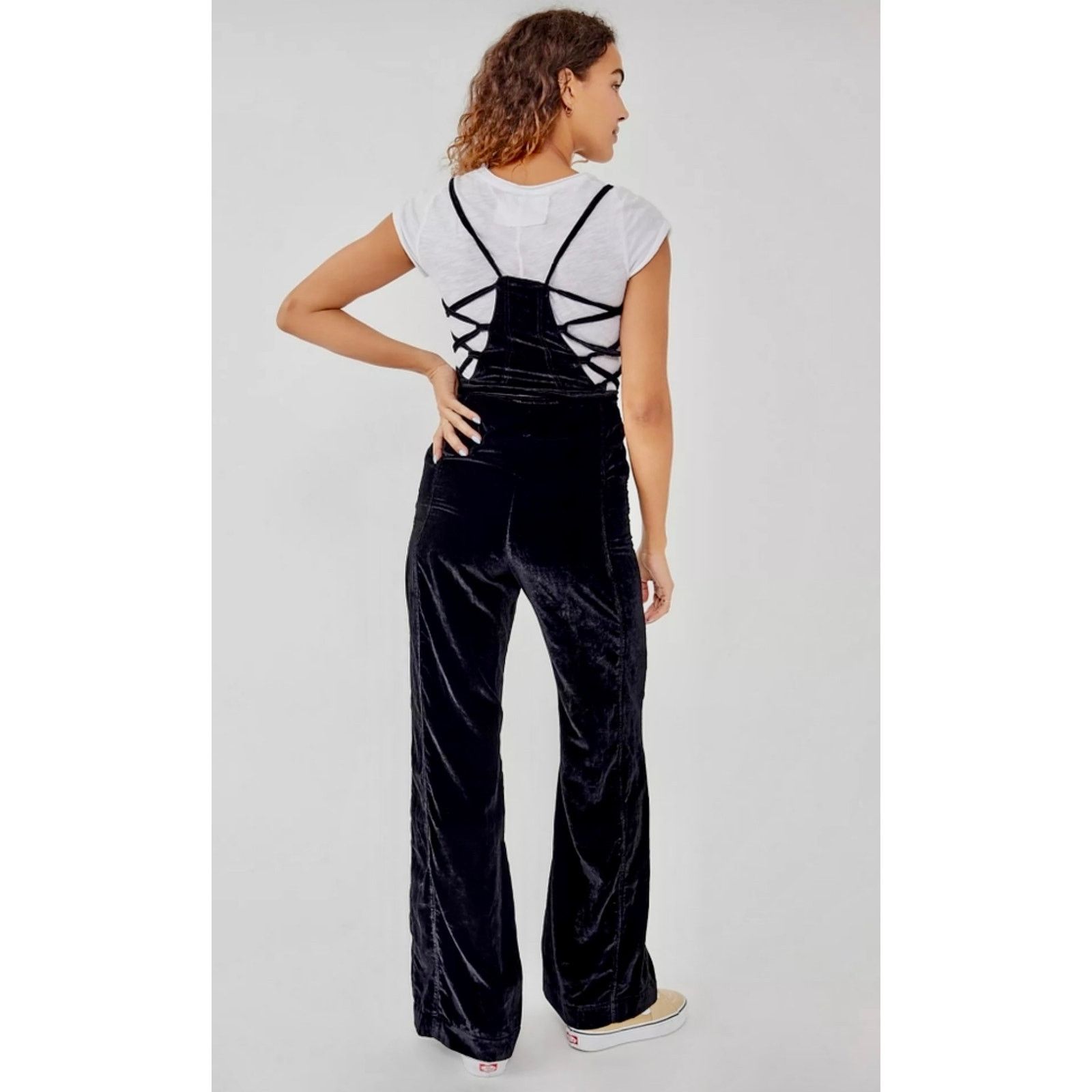 Free People Free People 90s Forever Overalls Crushed Velvet Black size M Size 30" / US 8 / IT 44 - 10 Thumbnail