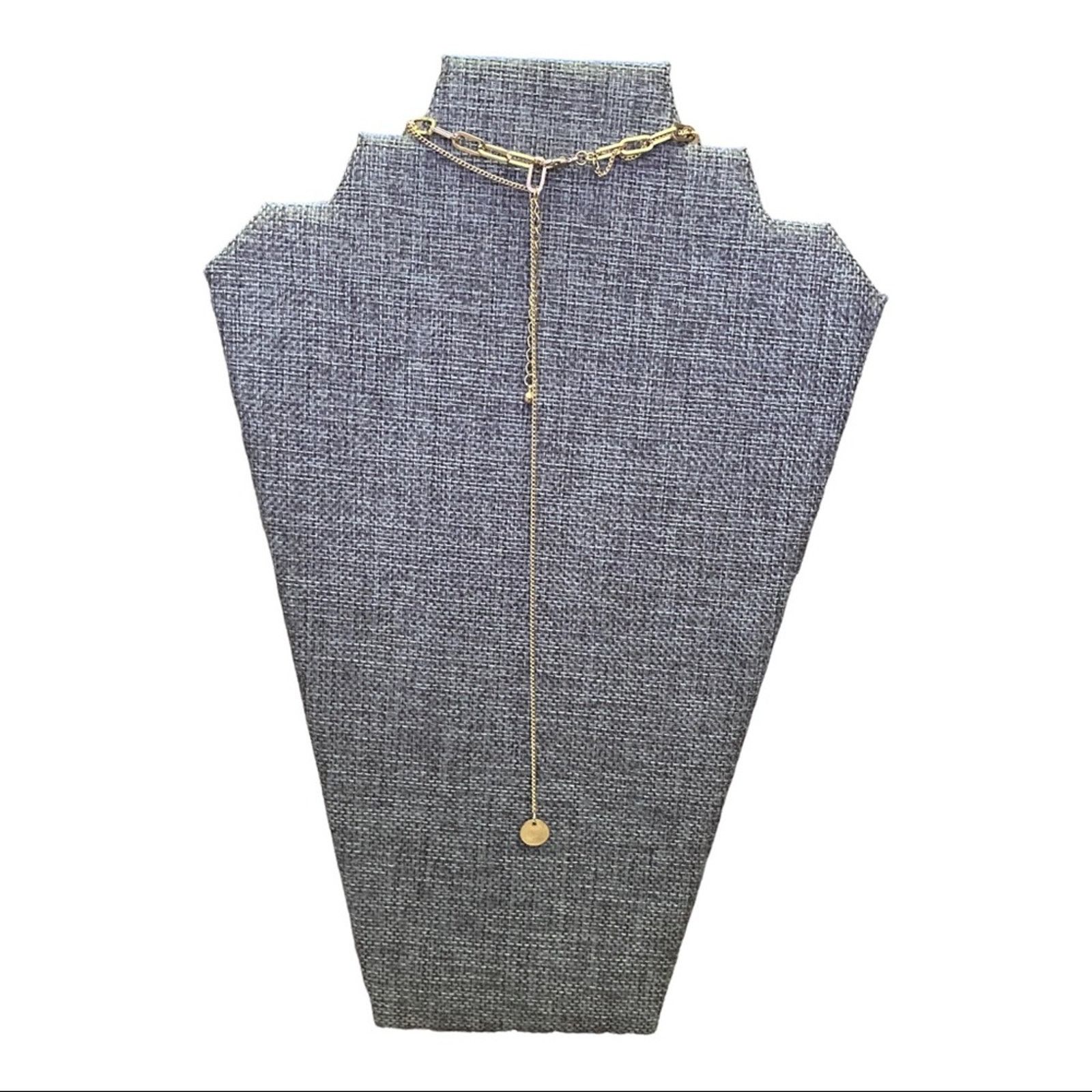 Other Gold Layered Chain Link Necklace With Backdrop NEW Size ONE SIZE - 2 Thumbnail