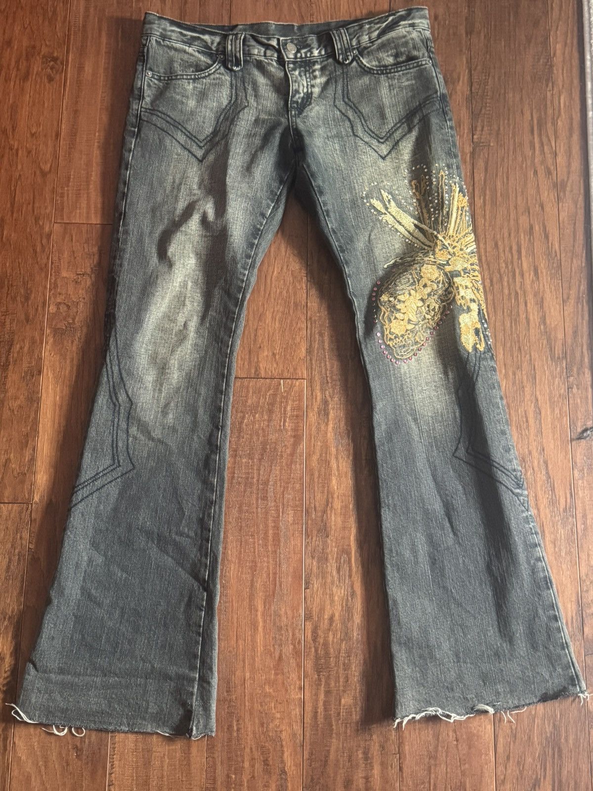 Tornado Mart Tornado Mart Rhinestone Tribal Skull Jeans Size US 34 / EU 50 - 1 Thumbnail