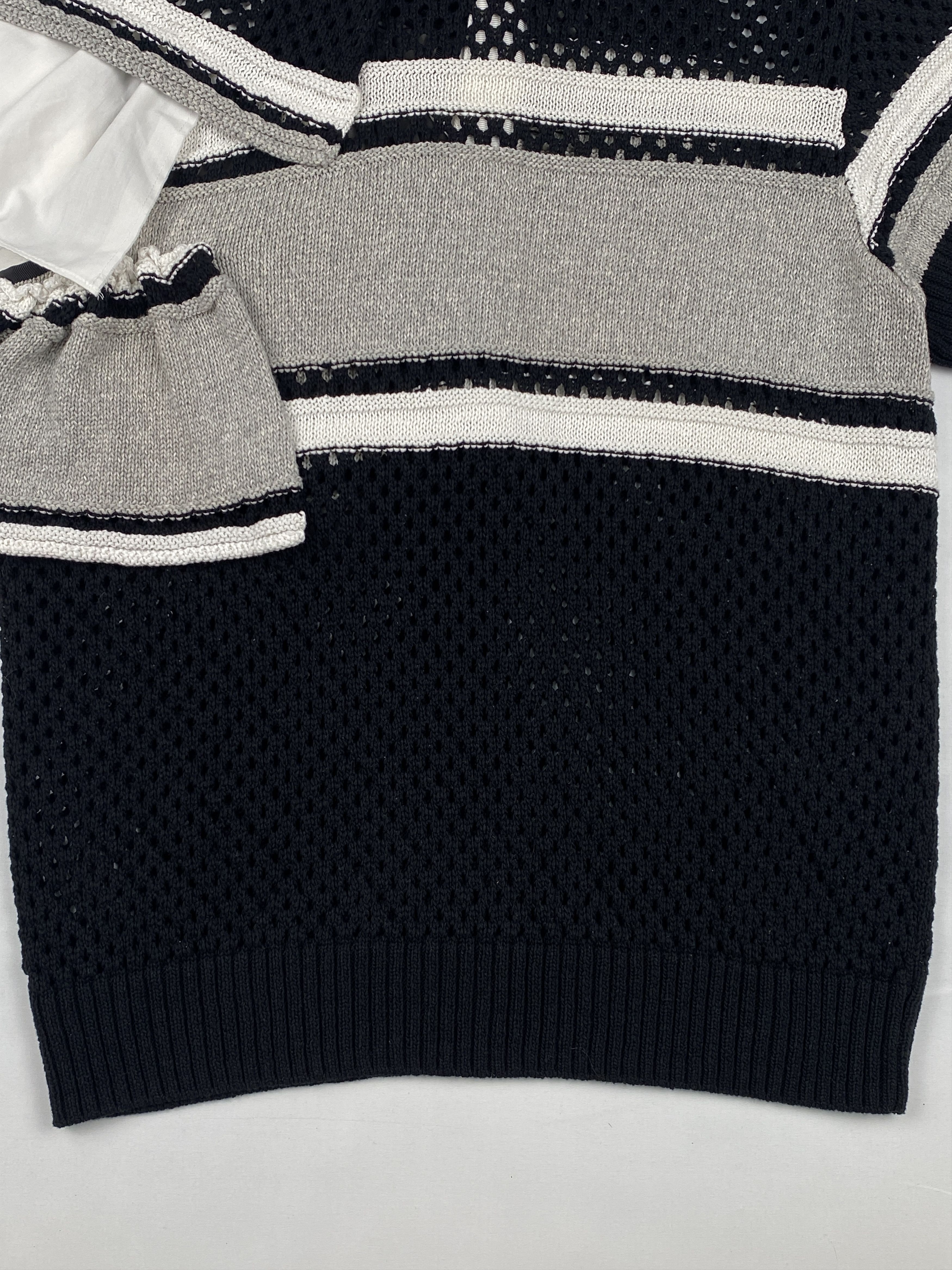 Sacai Paneled Ruffled Polo Top Size L / US 10 / IT 46 - 9 Thumbnail