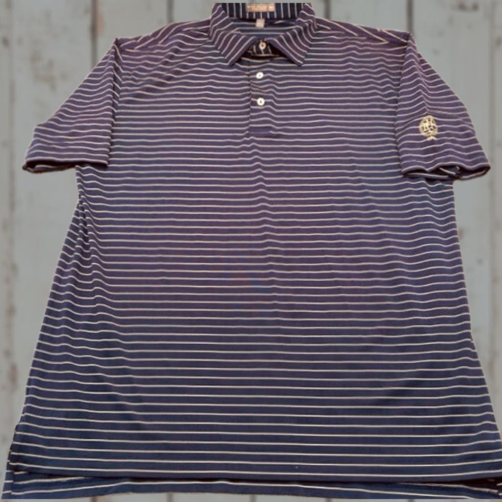 Peter Millar Peter Millar Summer Comfort Polo Shirt Shirt Men's Large Blue Striped Polo Short Sleeve Size US L / EU 52-54 / 3 - 1 Thumbnail