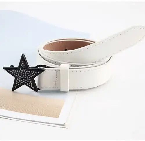 image of Unbrnd White Belt With Black Star Buckle Women