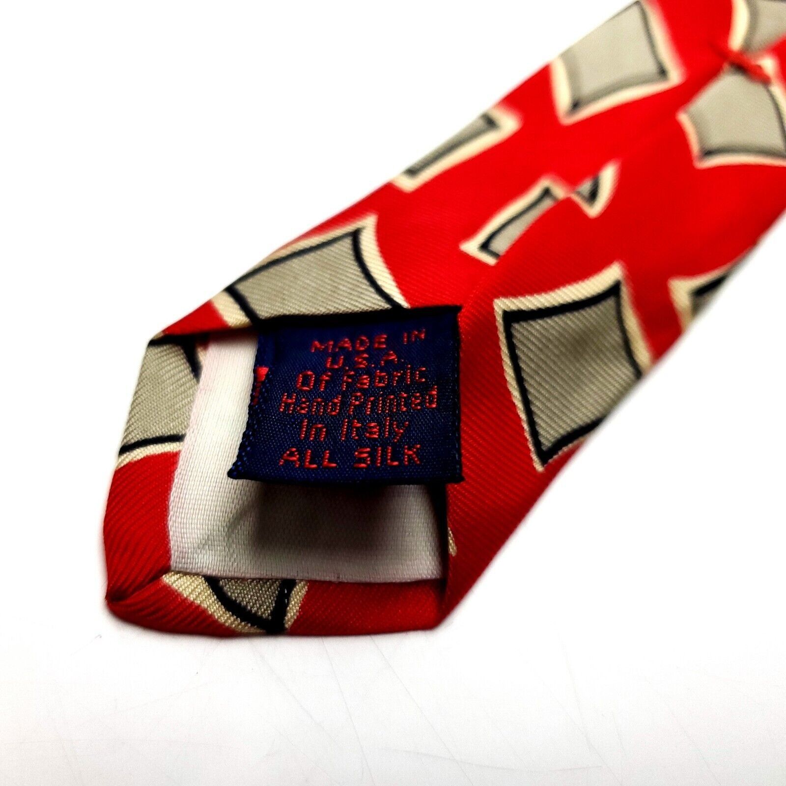 Vintage Mallards Silk Tie Red Print Geometric Size ONE SIZE - 5 Thumbnail