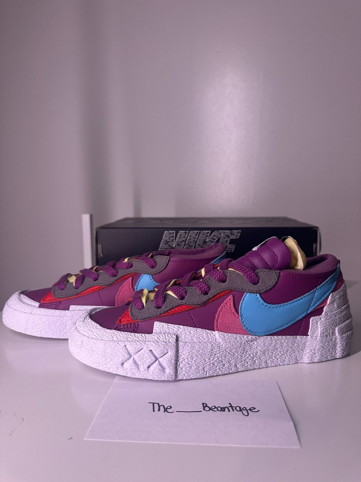 Kaws × Nike × Sacai Nike Blazer Low Sacai KAWS Shoes Purple Dusk-Aqua-Pink Size US 6.5 / IT 36.5 - 1 Thumbnail